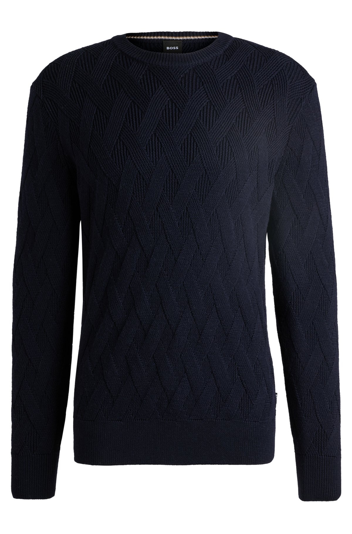 WOOL REGULAR-FIT SWEATER WITH KNITTED STRUCTURE - 1
