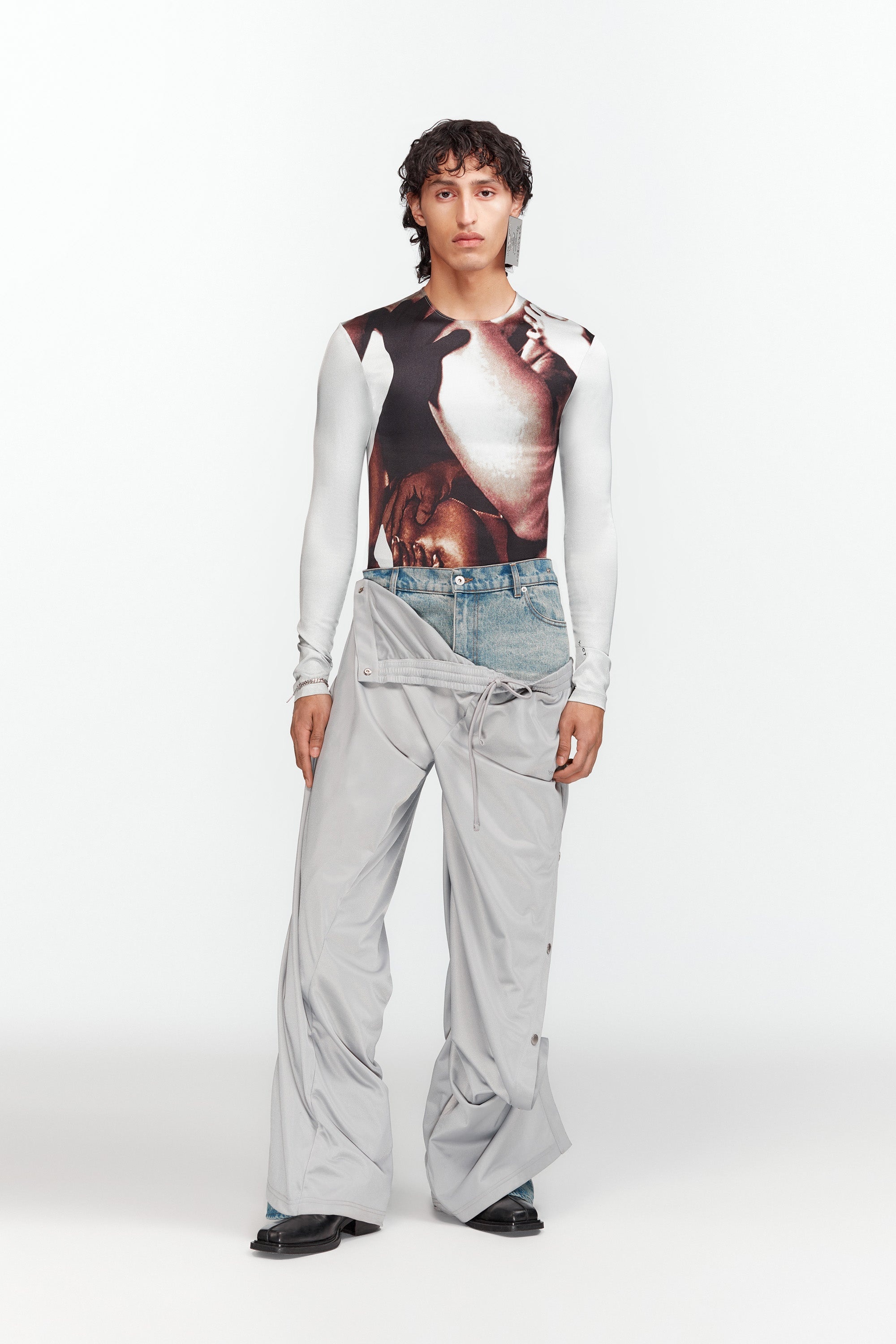 Snap Off Denim Track Pants - 1