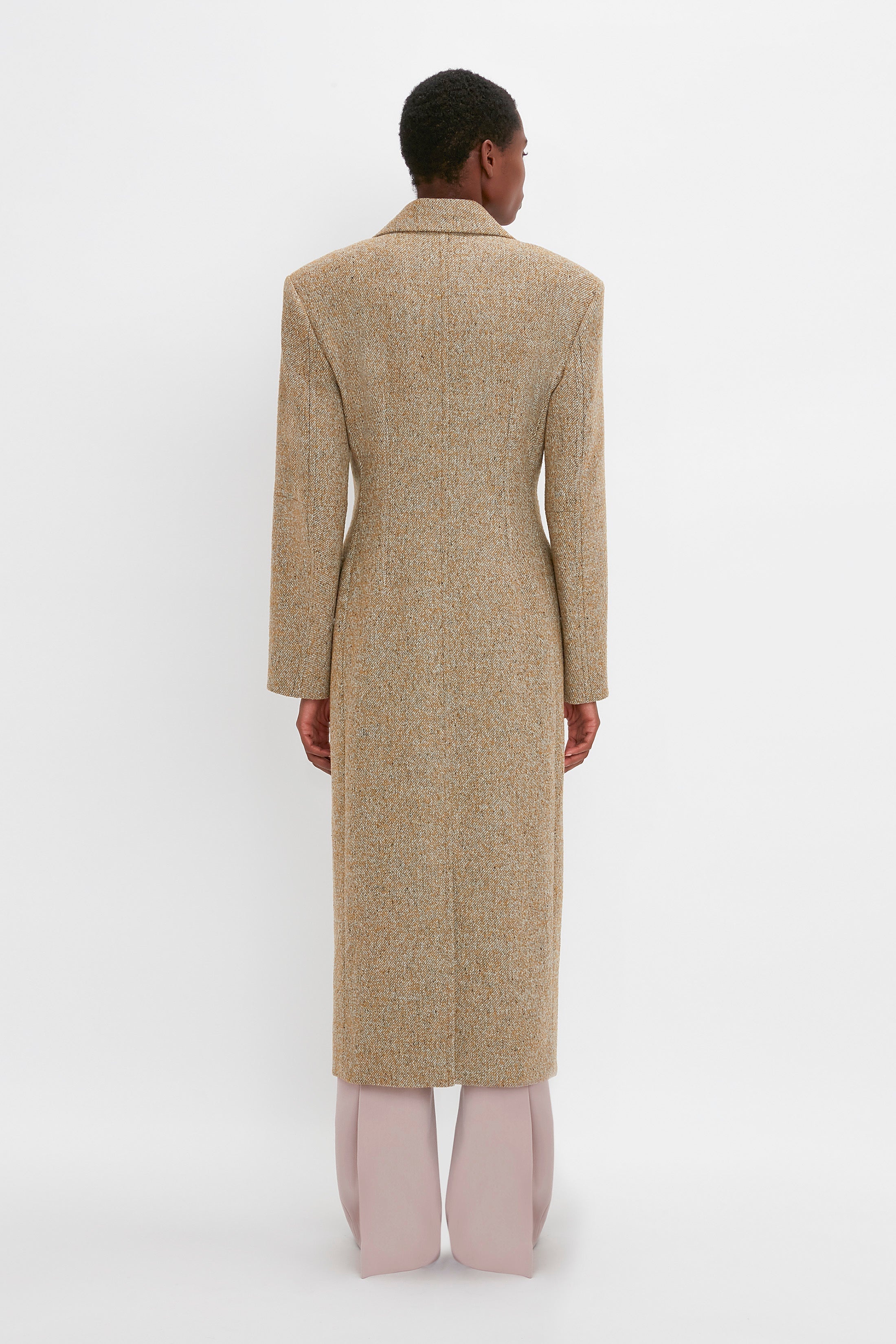 Exclusive Waisted Tailored Coat In Flax - 4