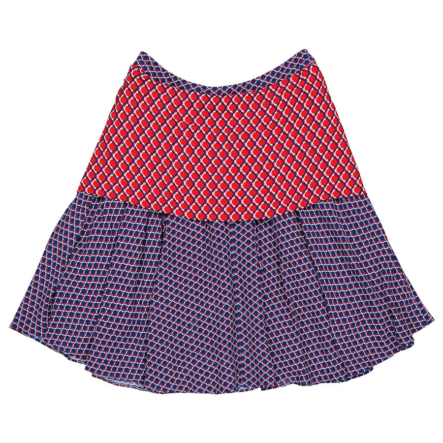 Kenzo Ladies Panelled Geometric-print Flared Skirt - 6