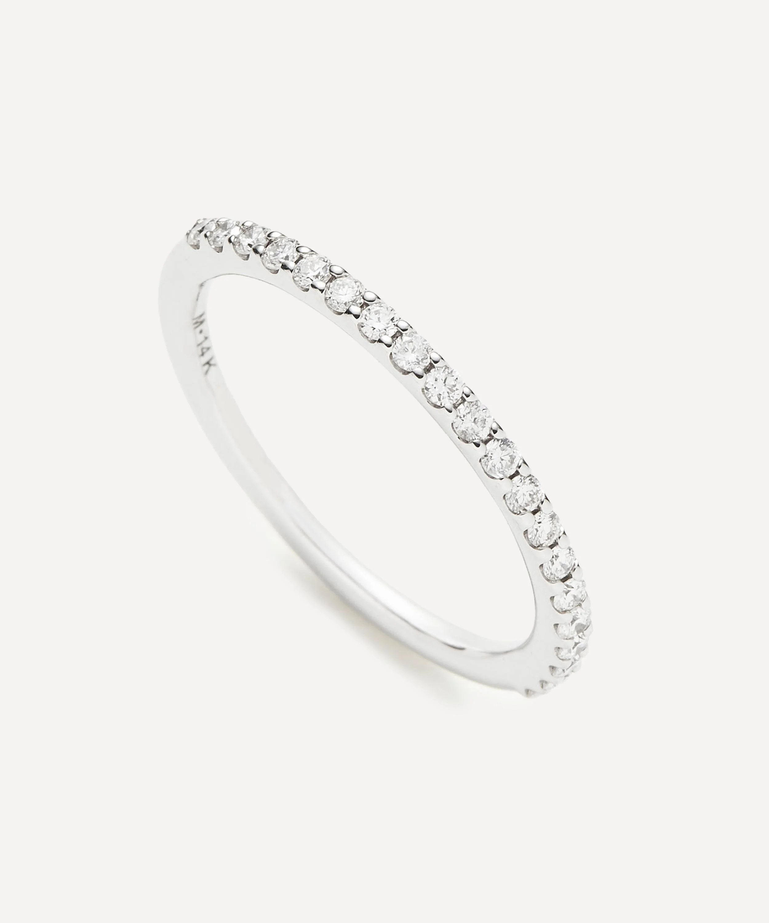 14ct White Gold Fine Slim Half Eternity Ring - 1