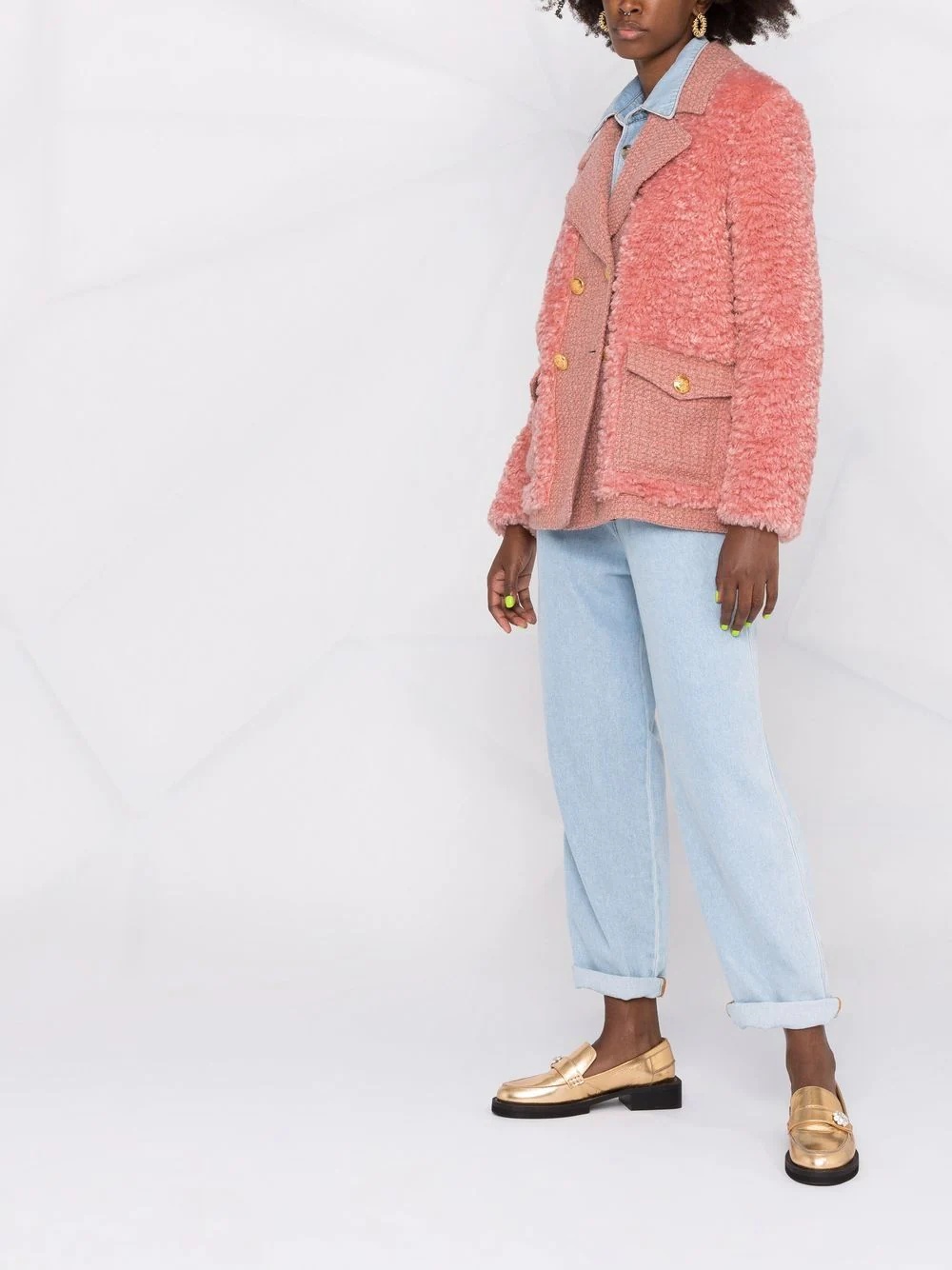 textured double-breasted blazer - 6