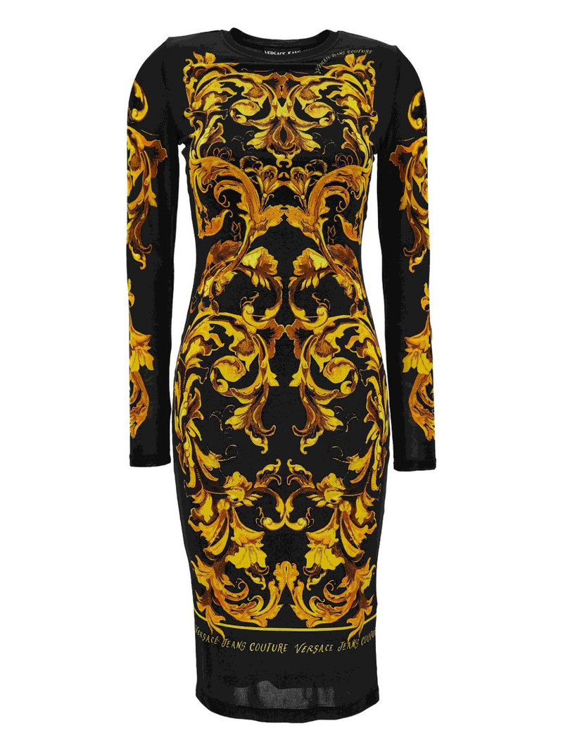 baroque-print long-sleeve dress 1