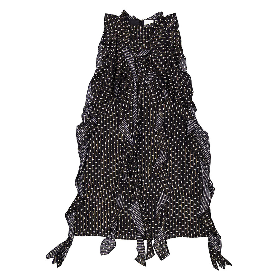 Burberry Silk Ruffled Polka Dot Dress - 2