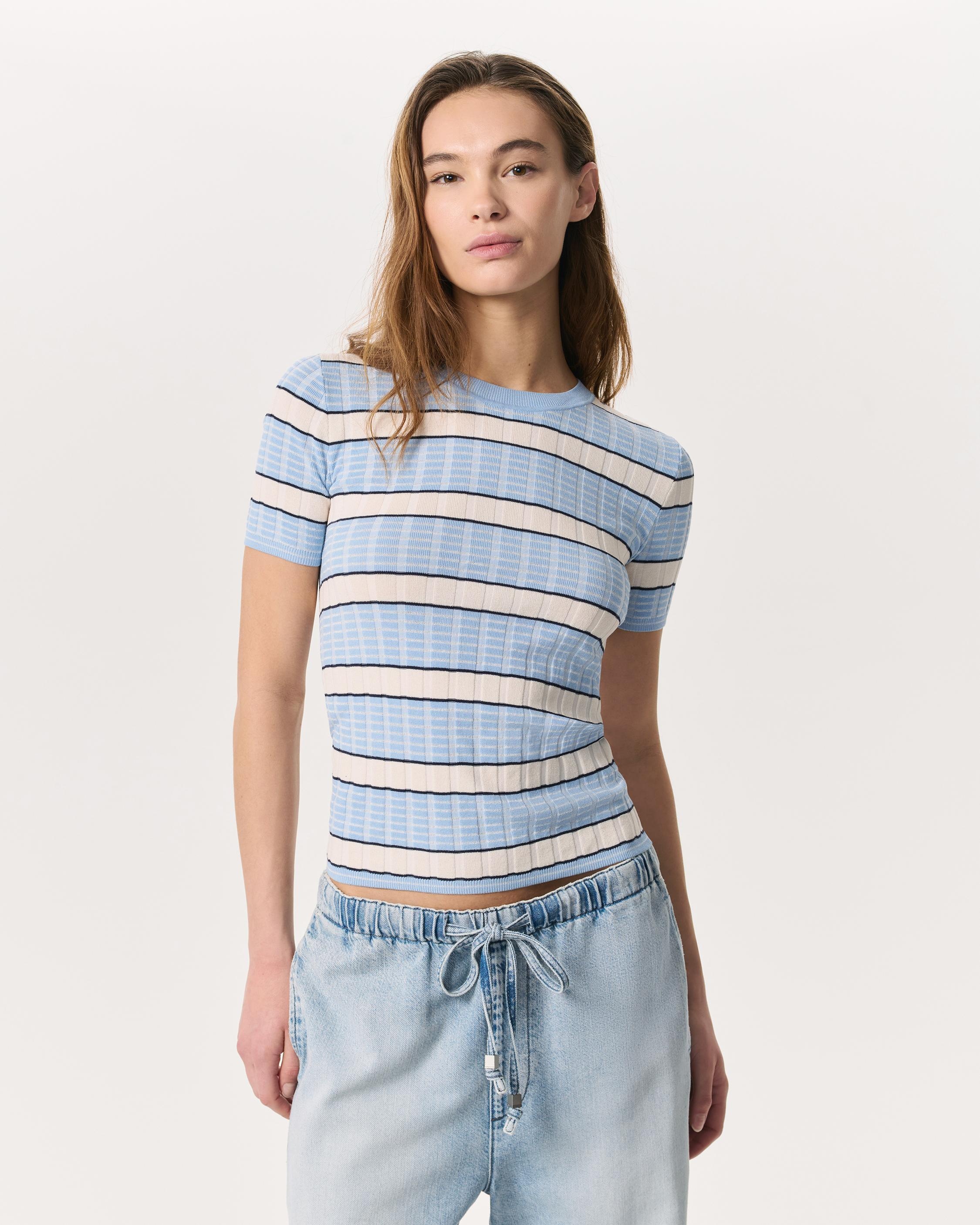 Eloise Striped Short-Sleeve Sweater - 2