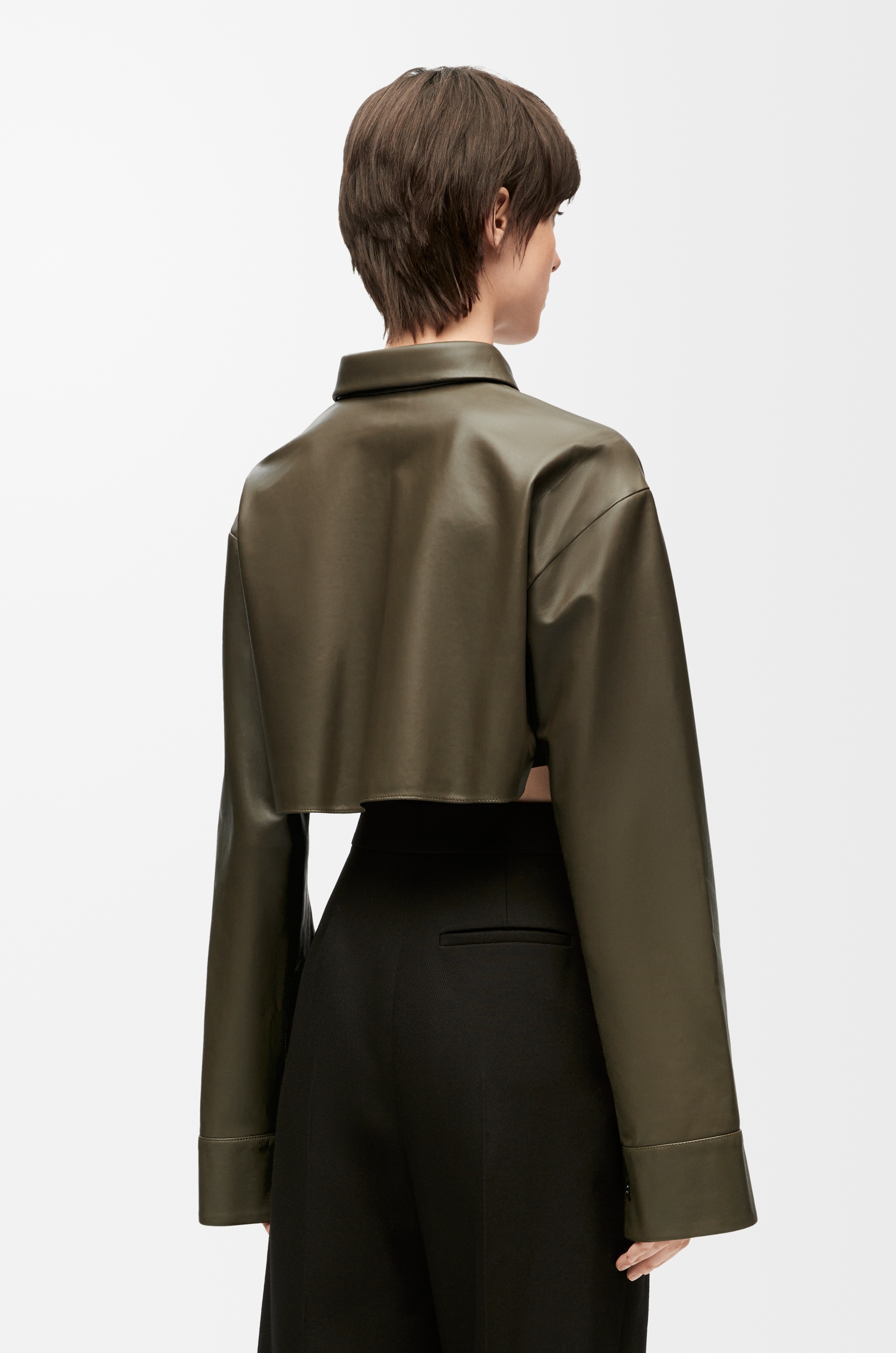 Cropped shirt in nappa lambskin - 4