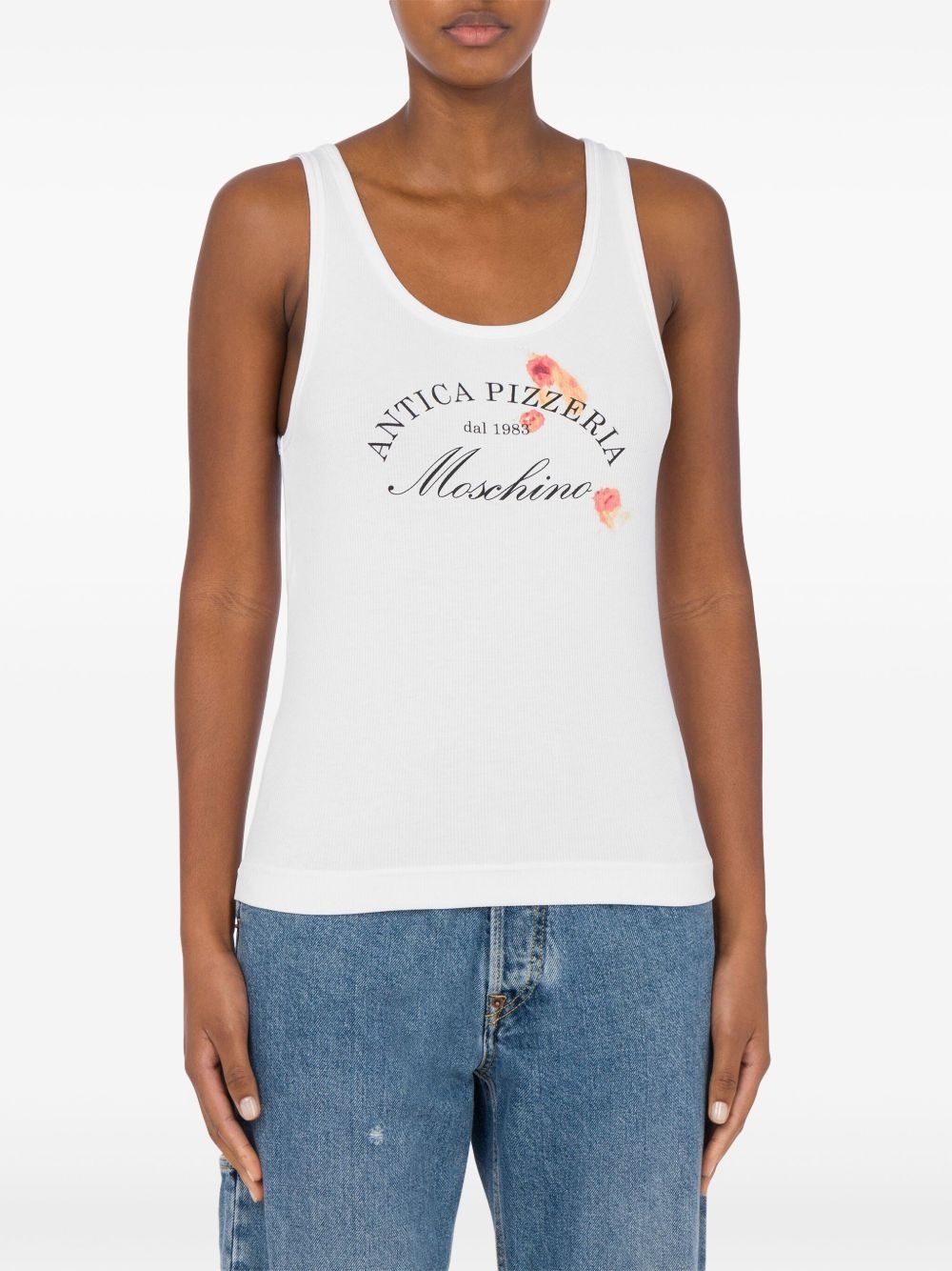slogan-print vest - 2