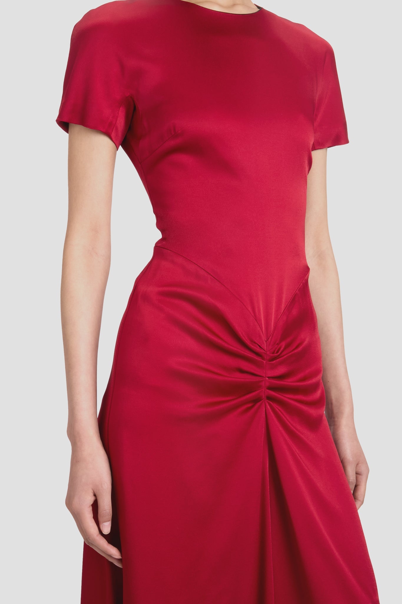 Gathered Detail T-Shirt Midi Dress In Rose - 4