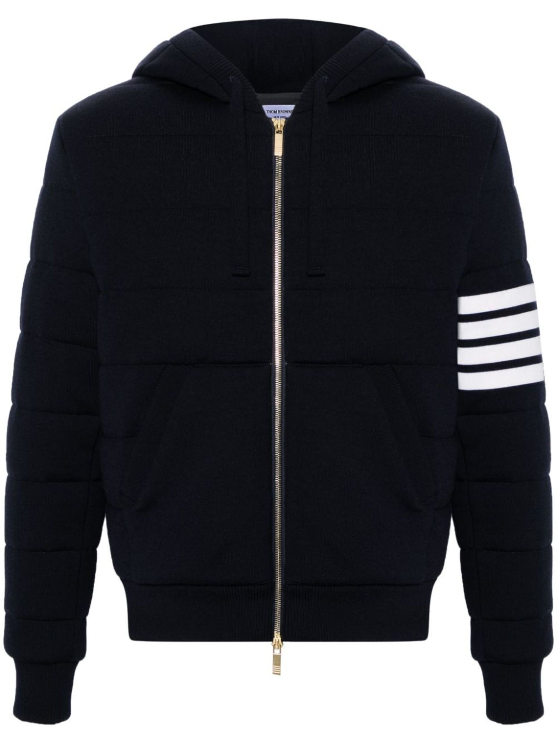 Blue 4-Bar Stripe Cotton Hoodie - 1