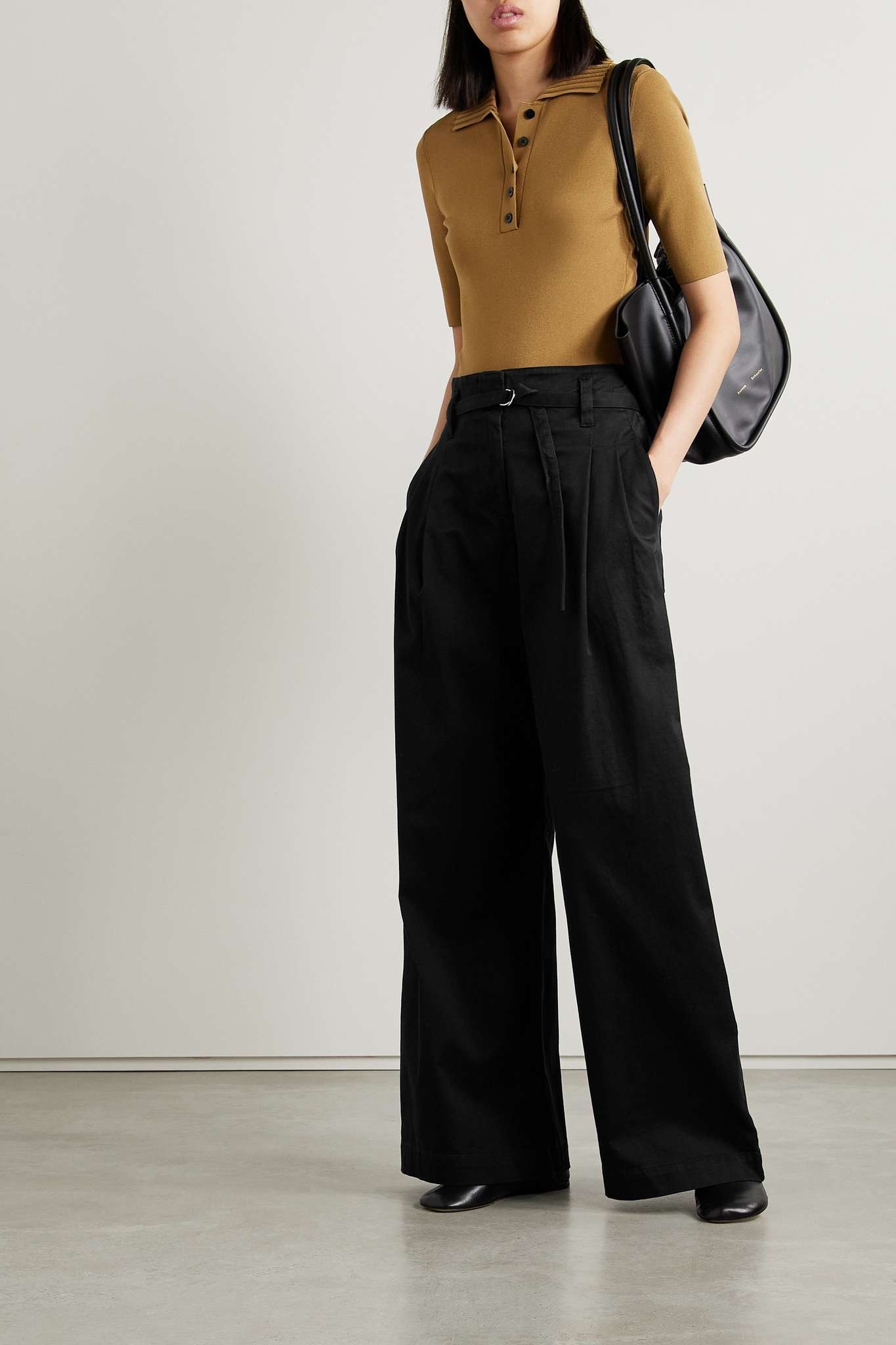 Raver belted cotton-blend twill wide-leg pants - 2