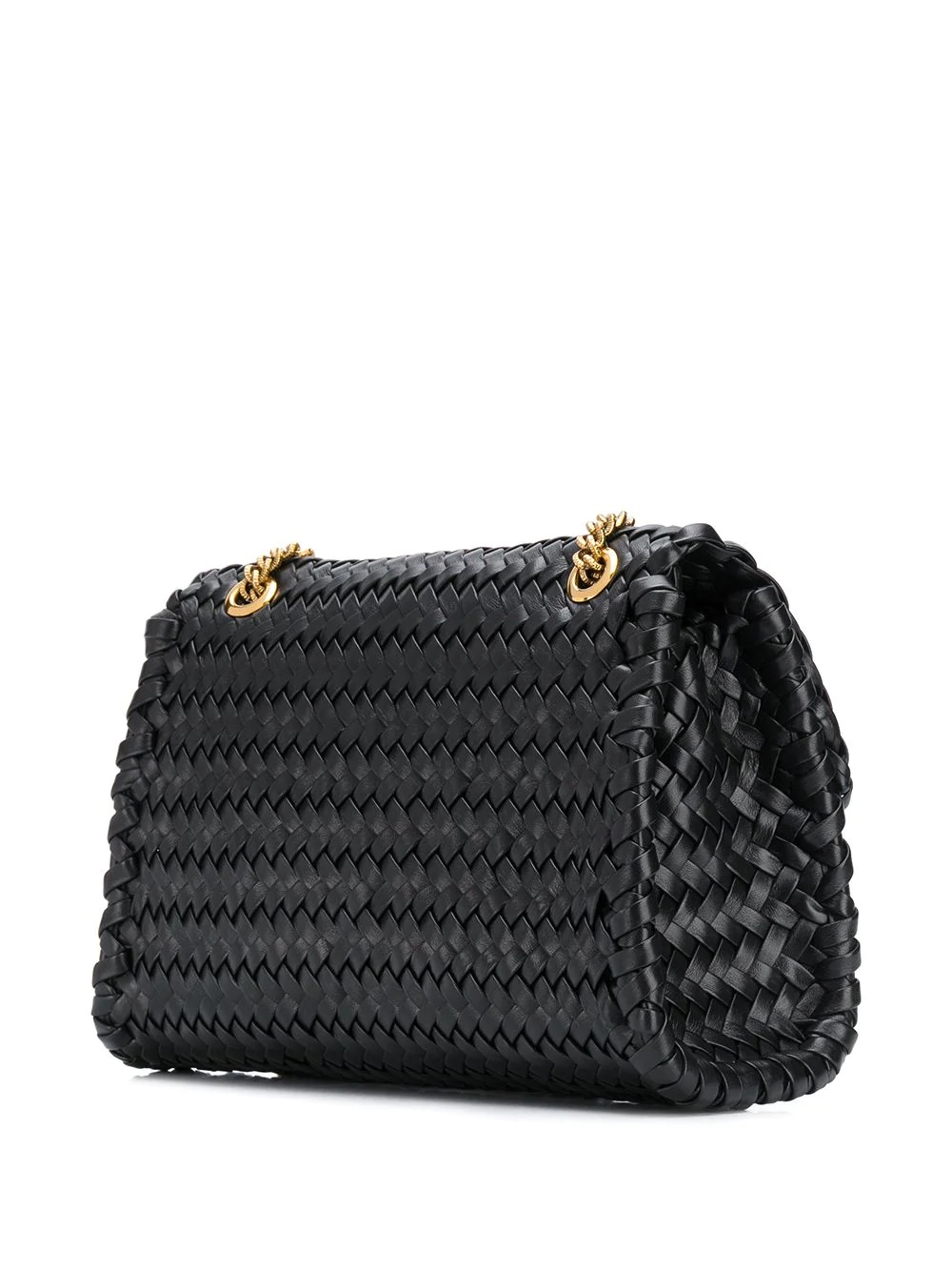 logo-plaque woven shoulder bag - 3