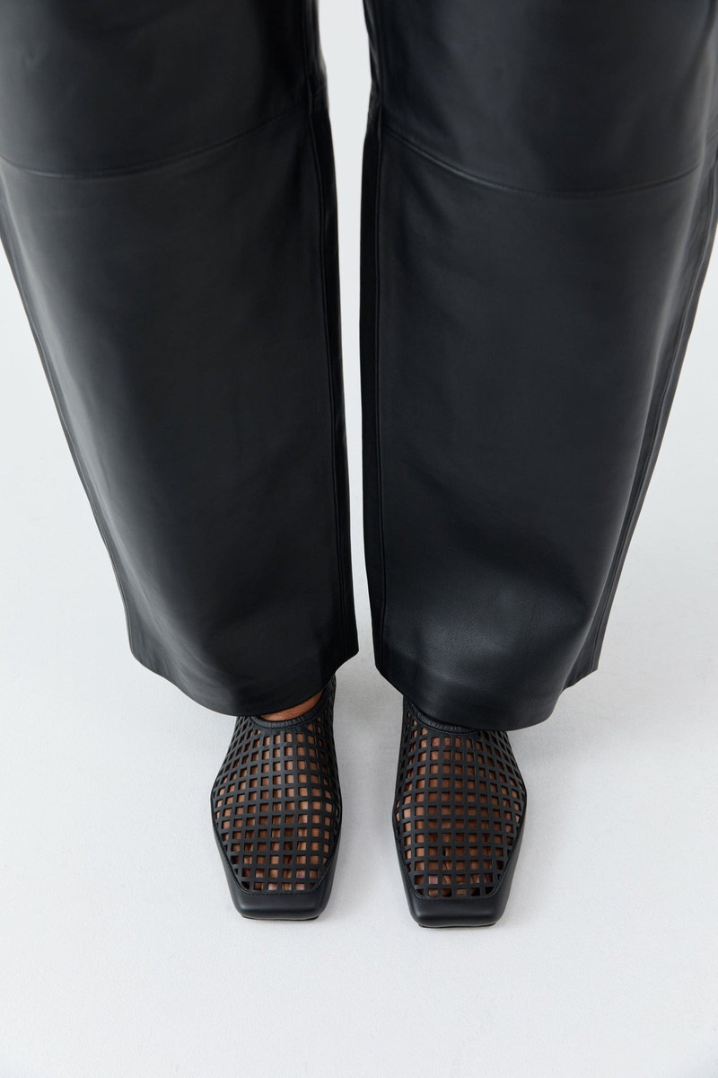 Perforated Square Toe Flat - Black 3
