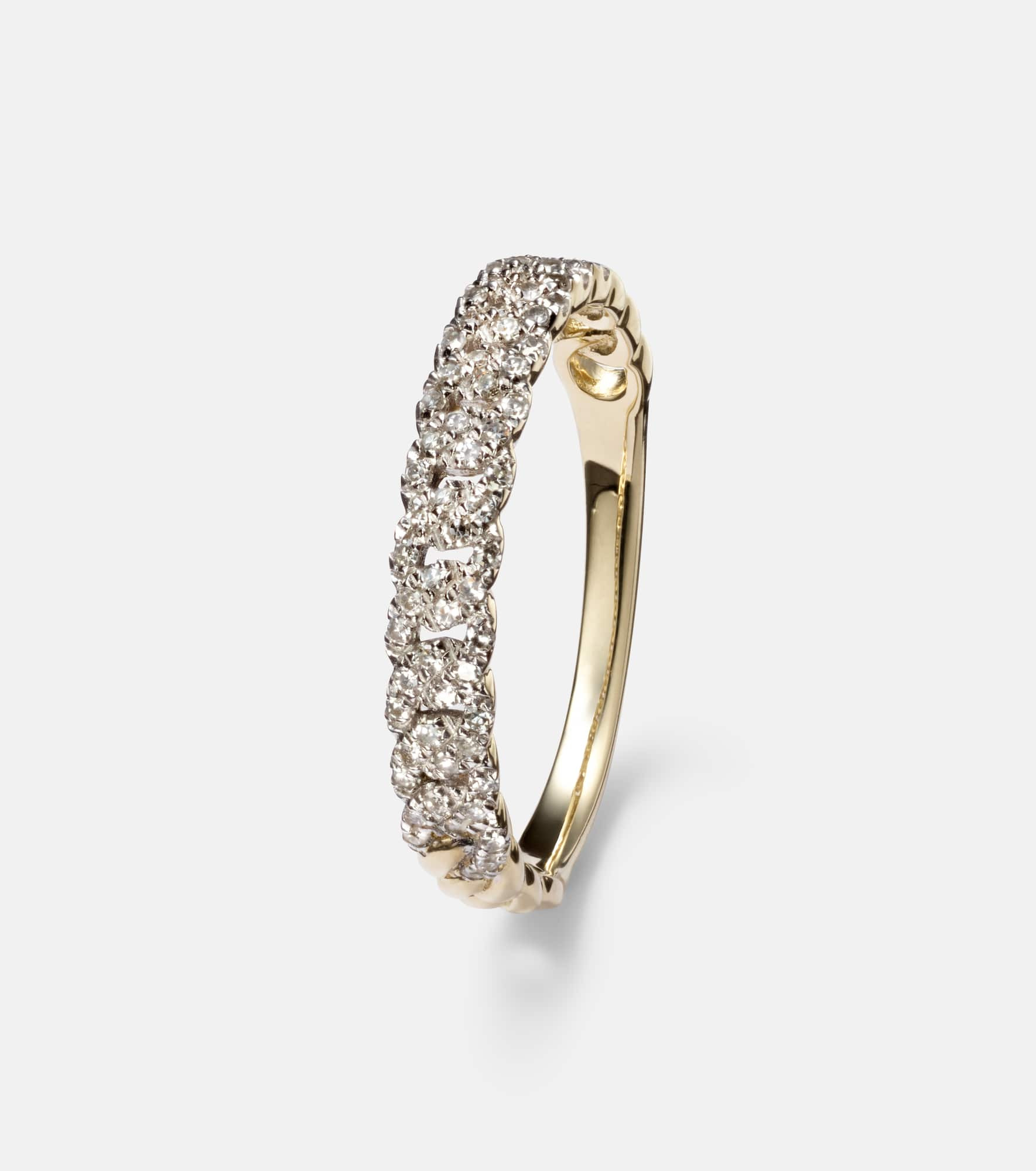 Five 10kt yellow gold chain ring with diamonds - 4