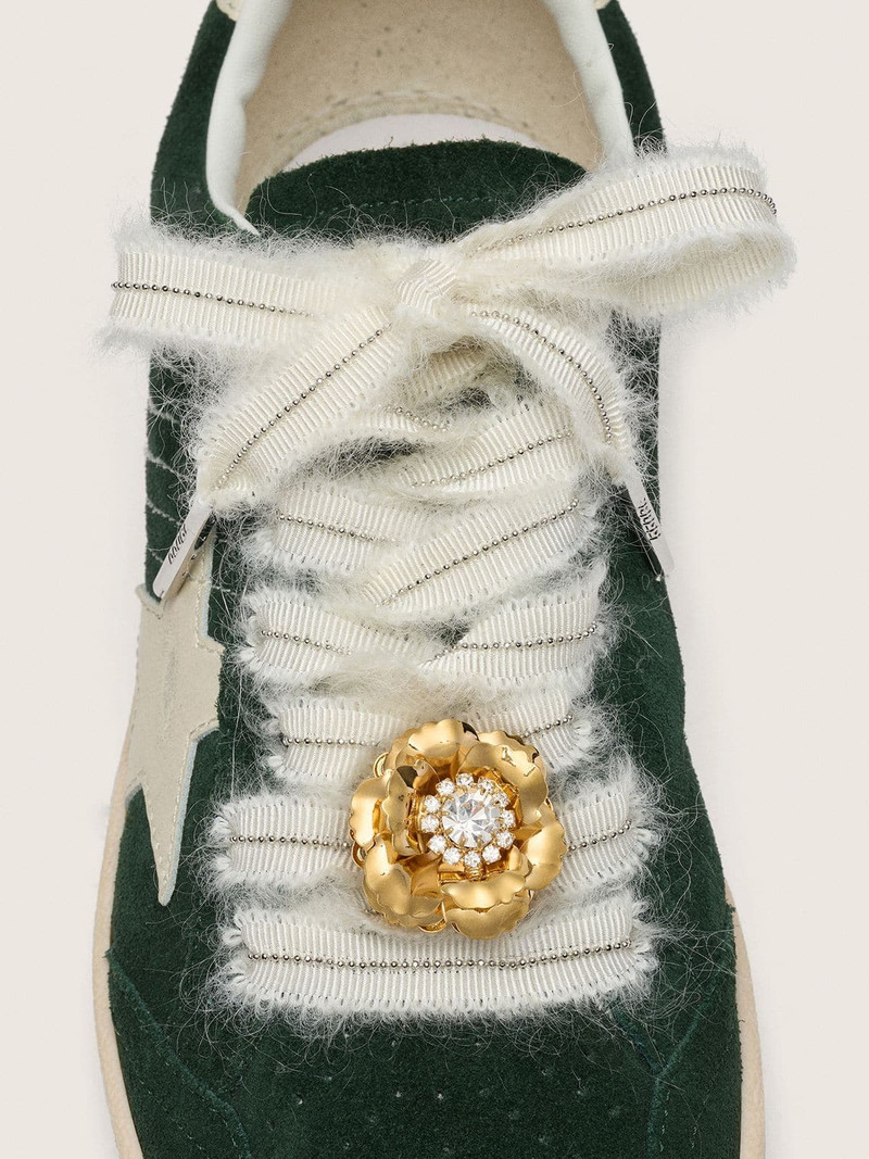Golden Goose Skins white mohair laces with jewel charm outlook