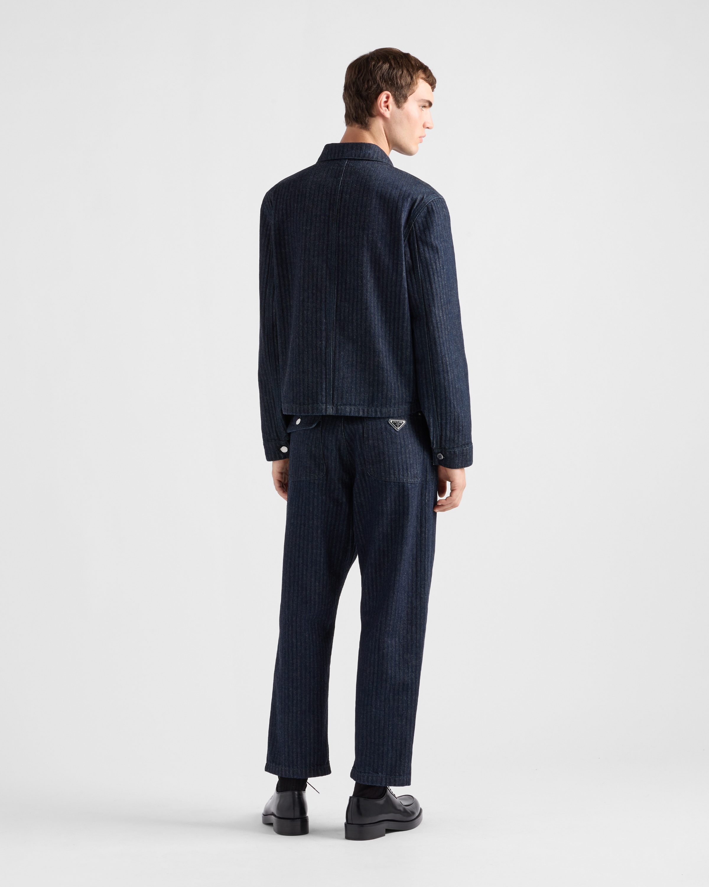 Chevron denim blouson jacket - 5