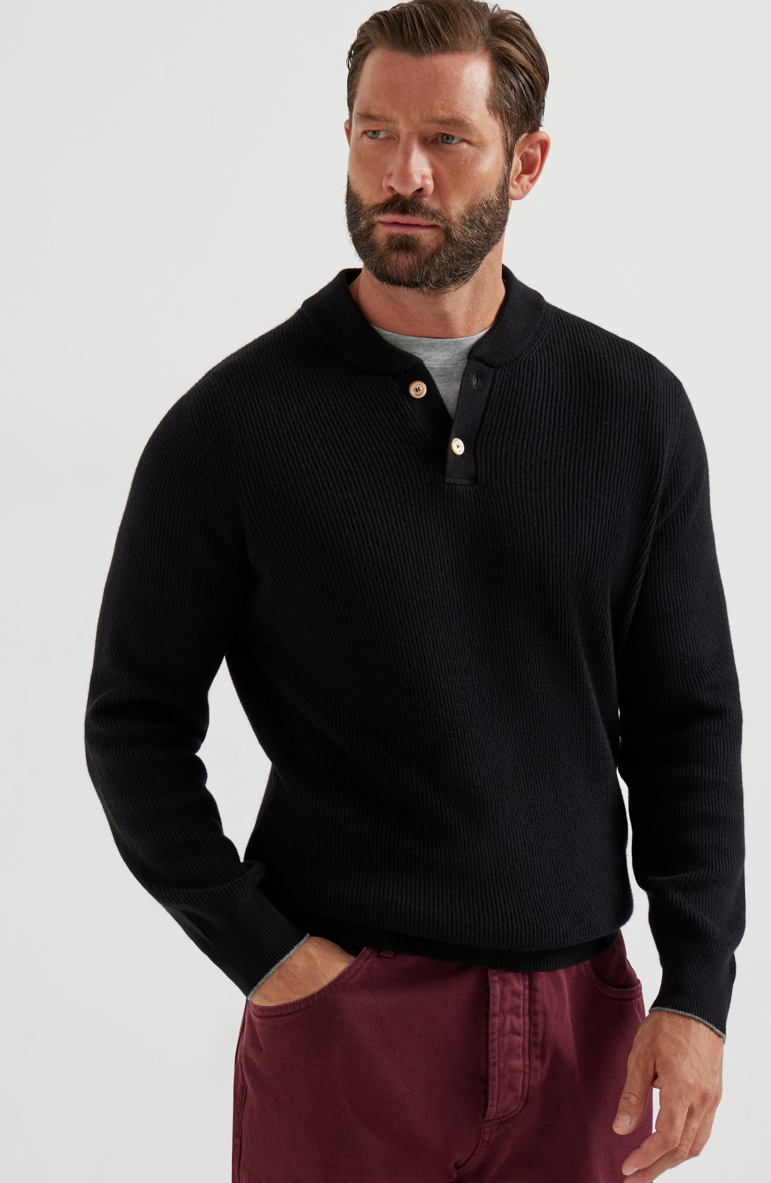 Brunello Cucinelli English Rib knit sweater in Black at Nordstrom - 2