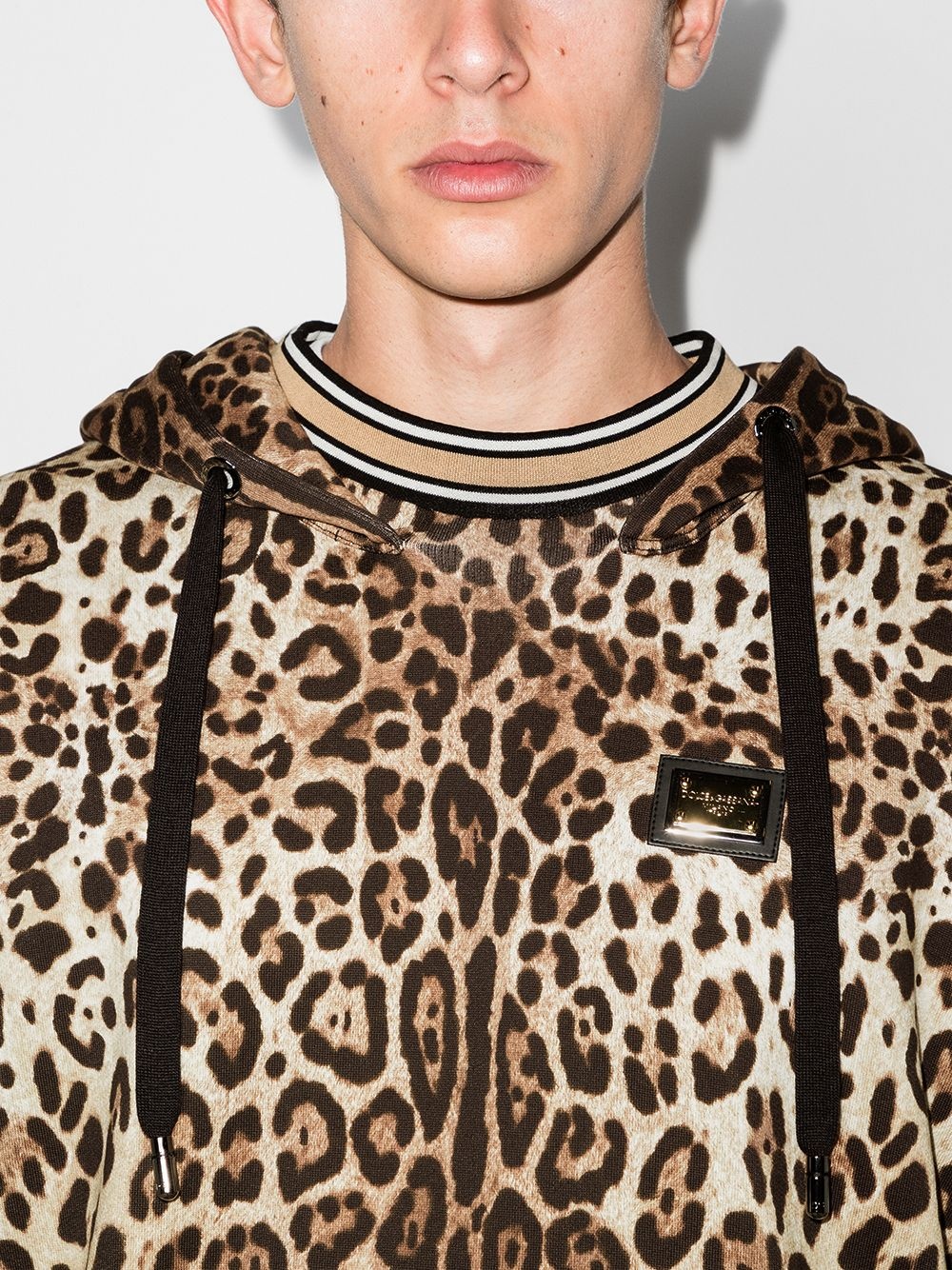 leopard print cotton hoodie - 4