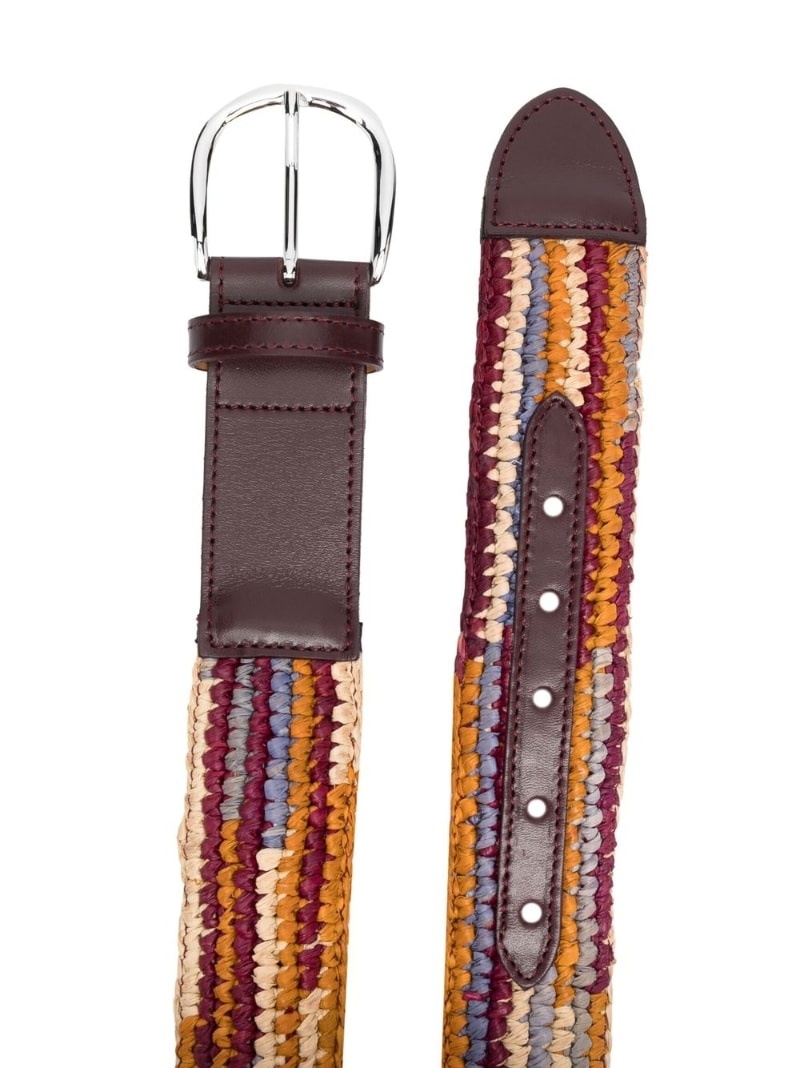 Zaf leather-trimmed raffia belt - 2