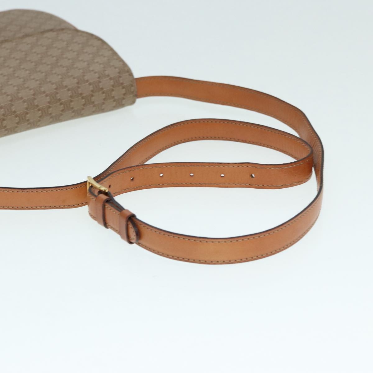 CELINE Macadam Canvas Shoulder Bag Beige Gold - 7