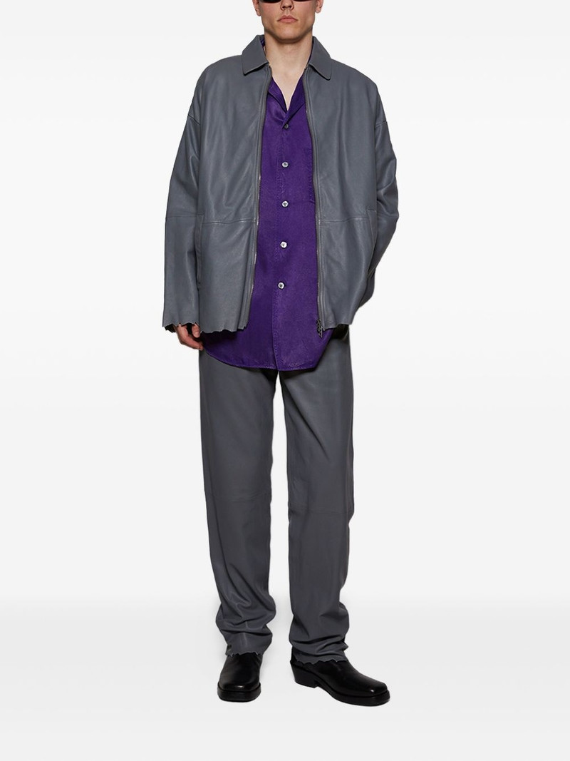 Diesel P-Macs-Lth frayed-hem leather trousers outlook