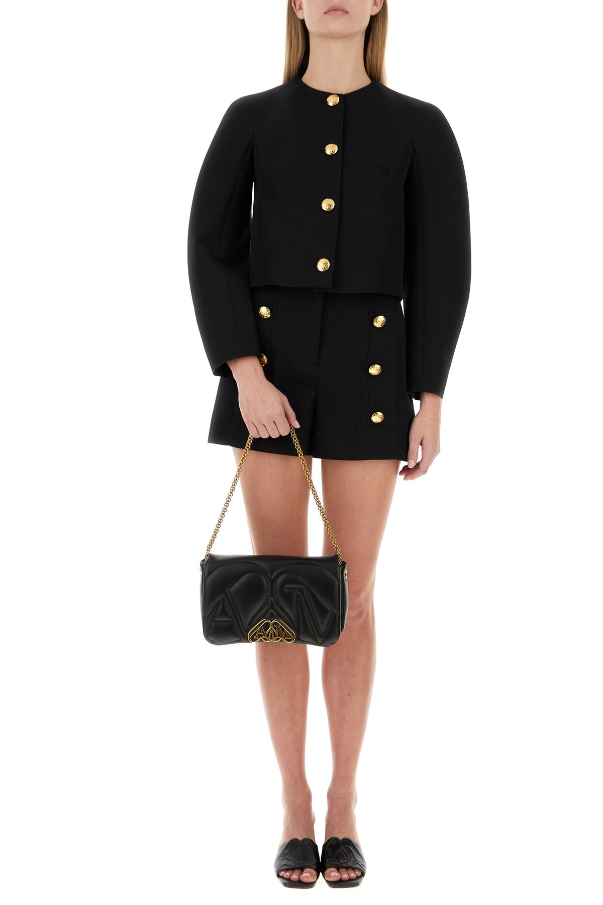 Black leather small Seal shoulder bag - 5
