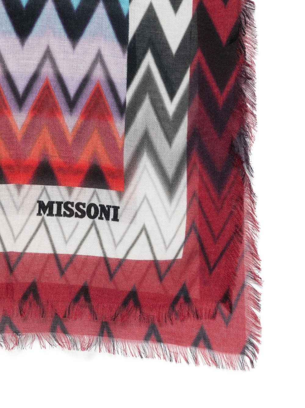 zigzag frayed-edge scarf - 3