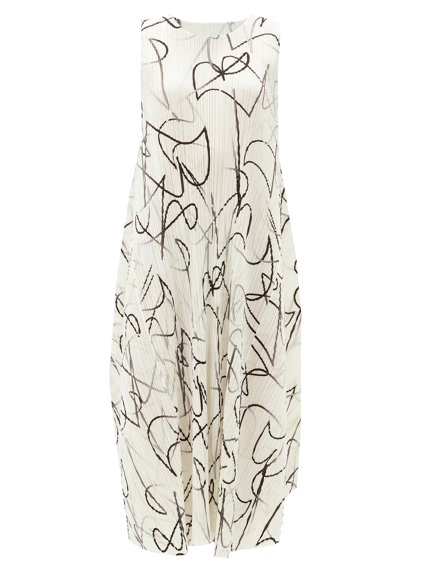 Squiggle-print technical-pleated midi dress - 1