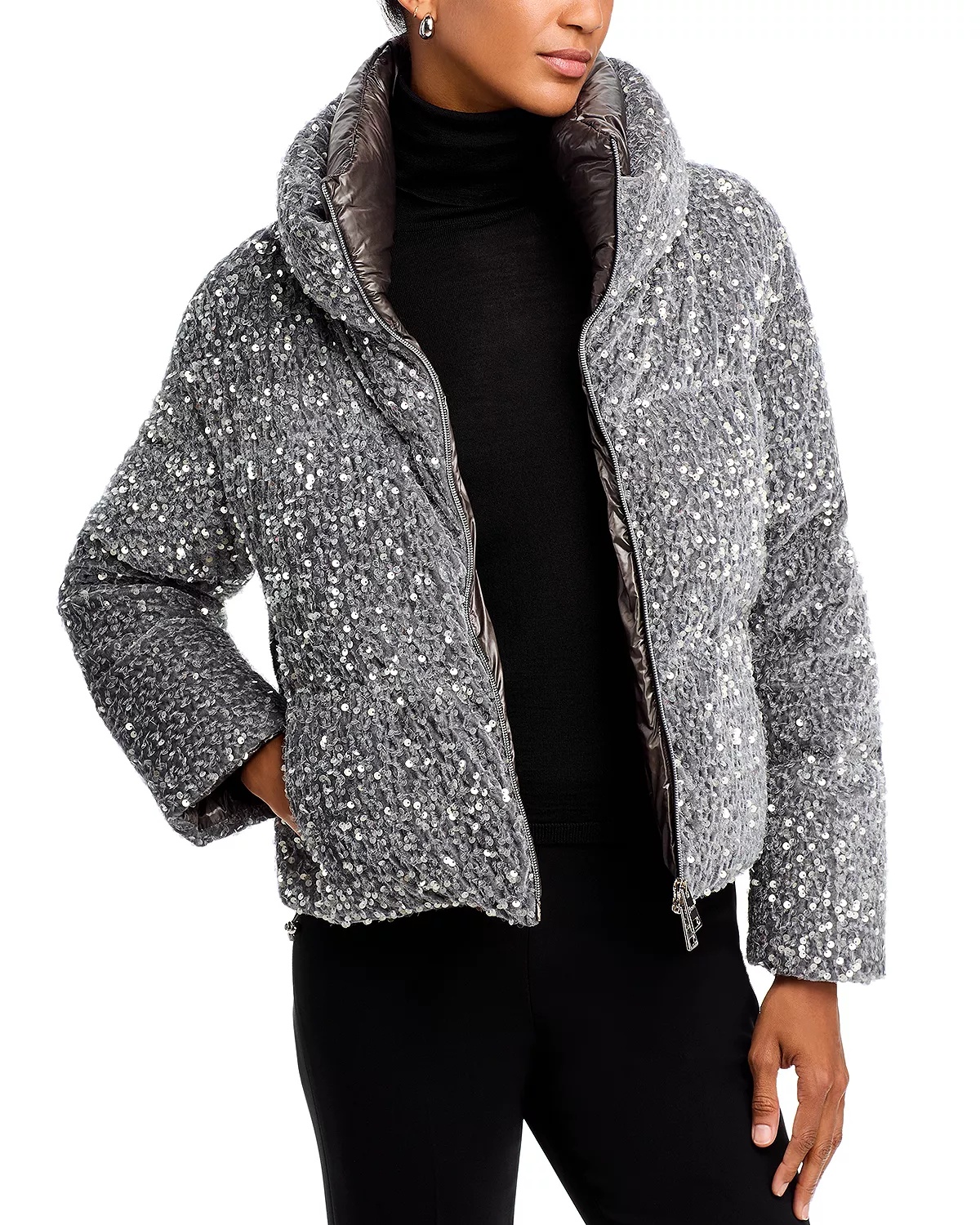 【24SS NEW】 HERNO_women / COTTON PAILLETTES ジャケット Herno Quilted Velvet Paillettes Puffer Jacket