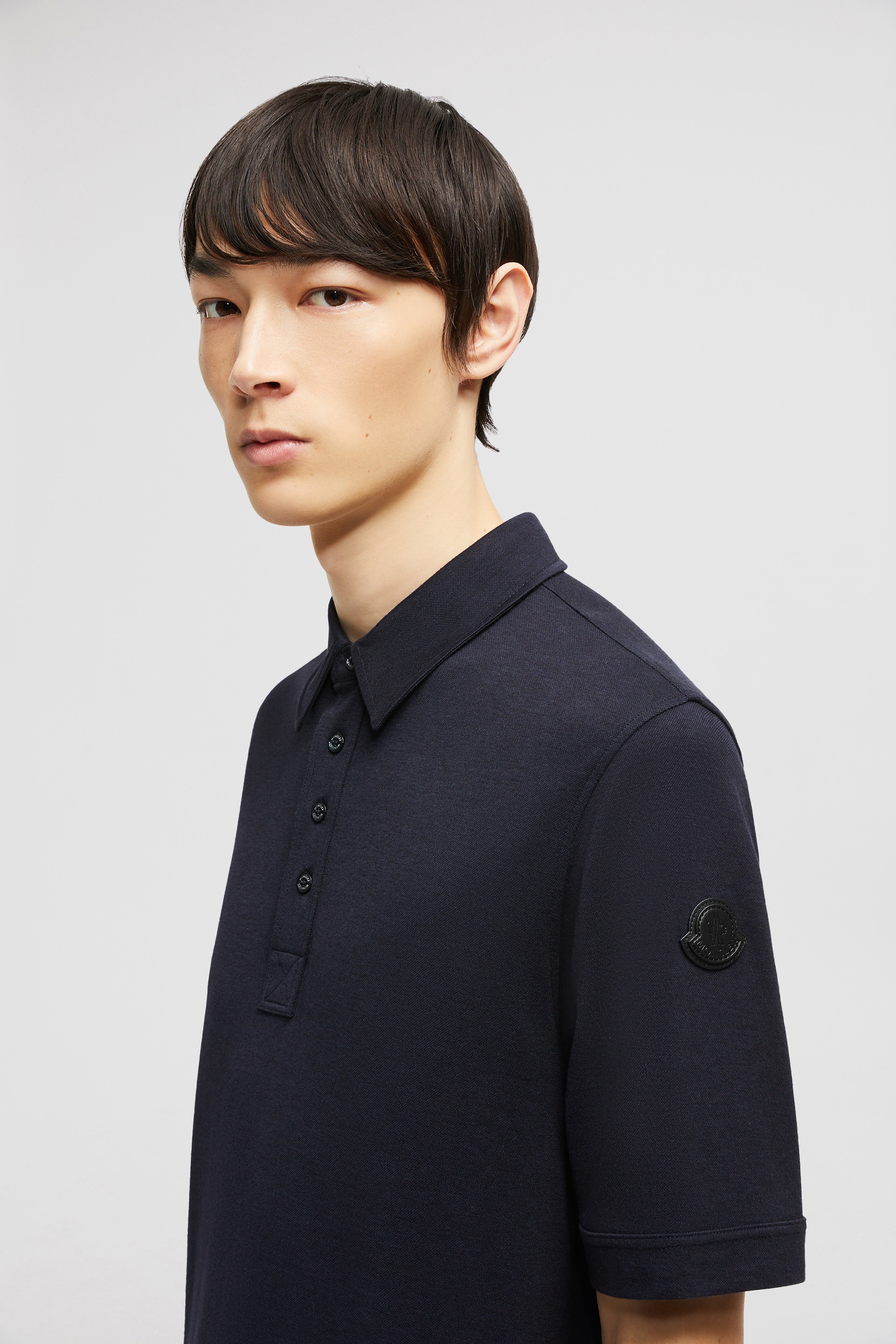 Double Leather Logo Cotton Polo Shirt - 4