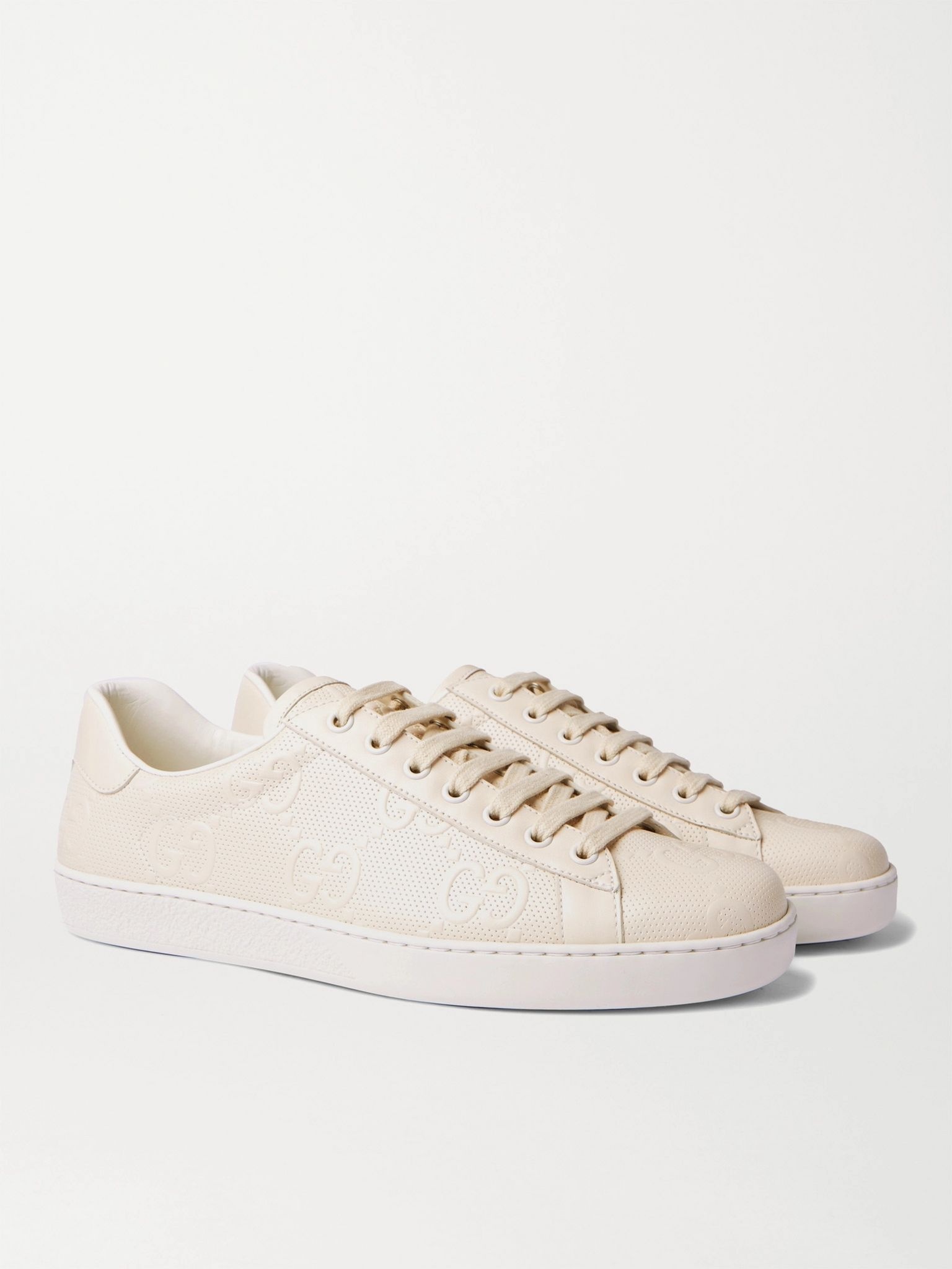 Ace Logo-Embossed Perforated Leather Sneakers - 2