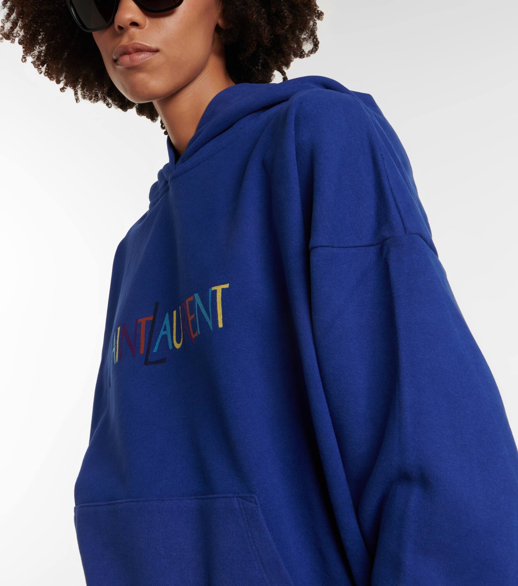 Logo-printed cotton jersey hoodie - 4