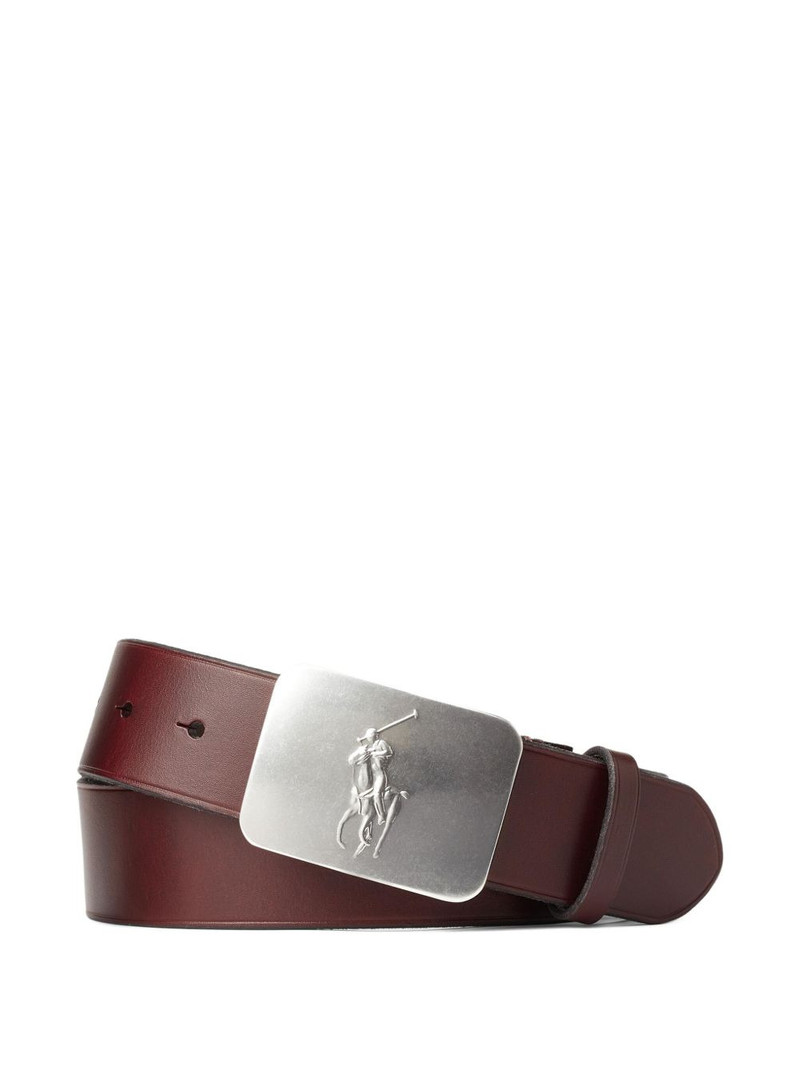 pony-plaque leather belt 1