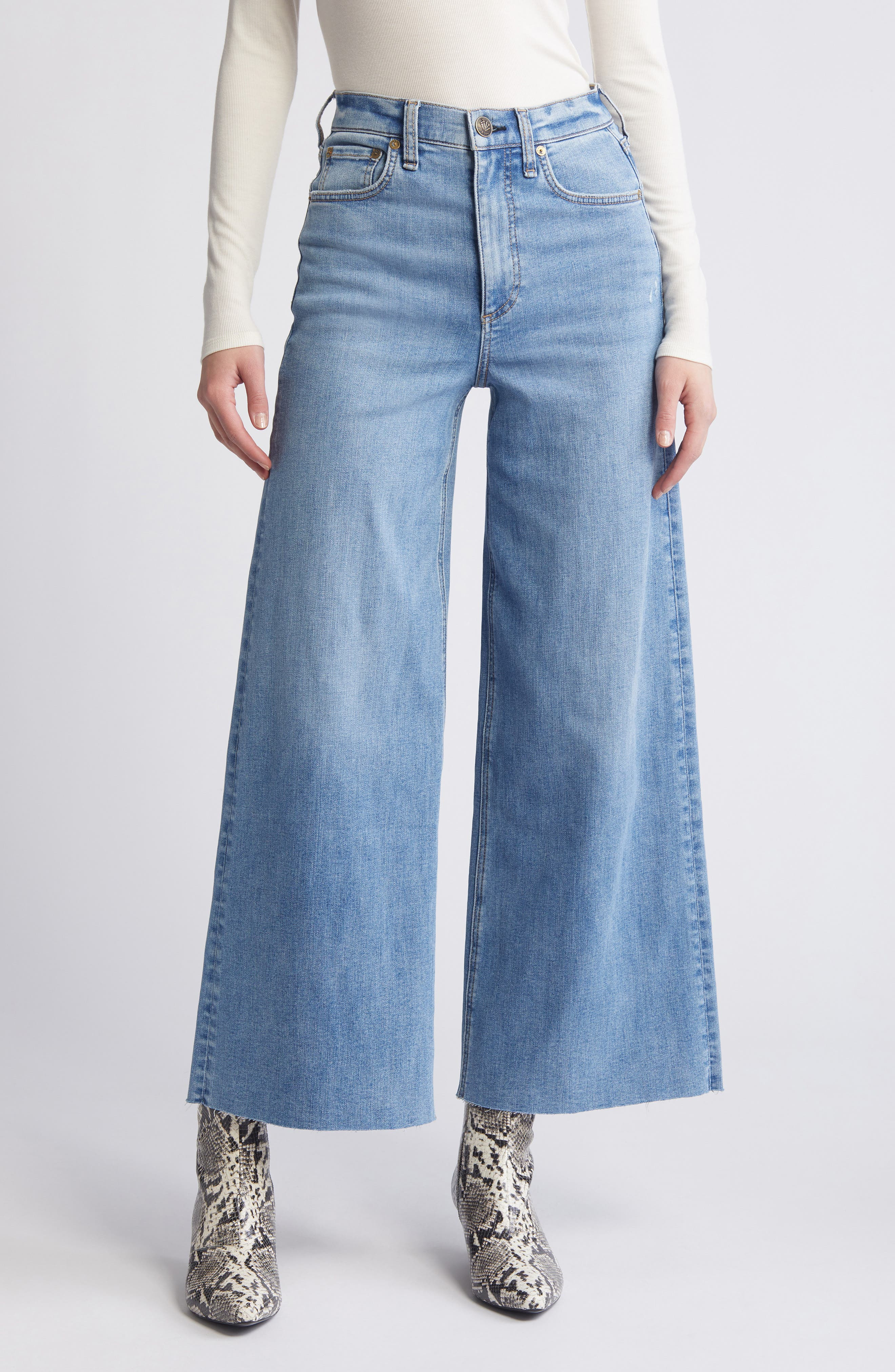 Flexi Sofie Raw Hem High Waist Wide Leg Jeans - 1