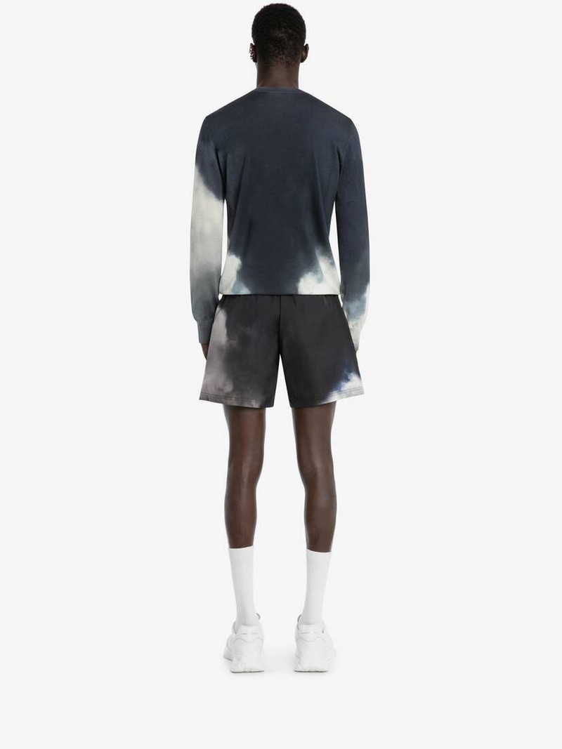 Engineered Storm Sky Print Swim Shorts in Midnight Blue/light Grey 4