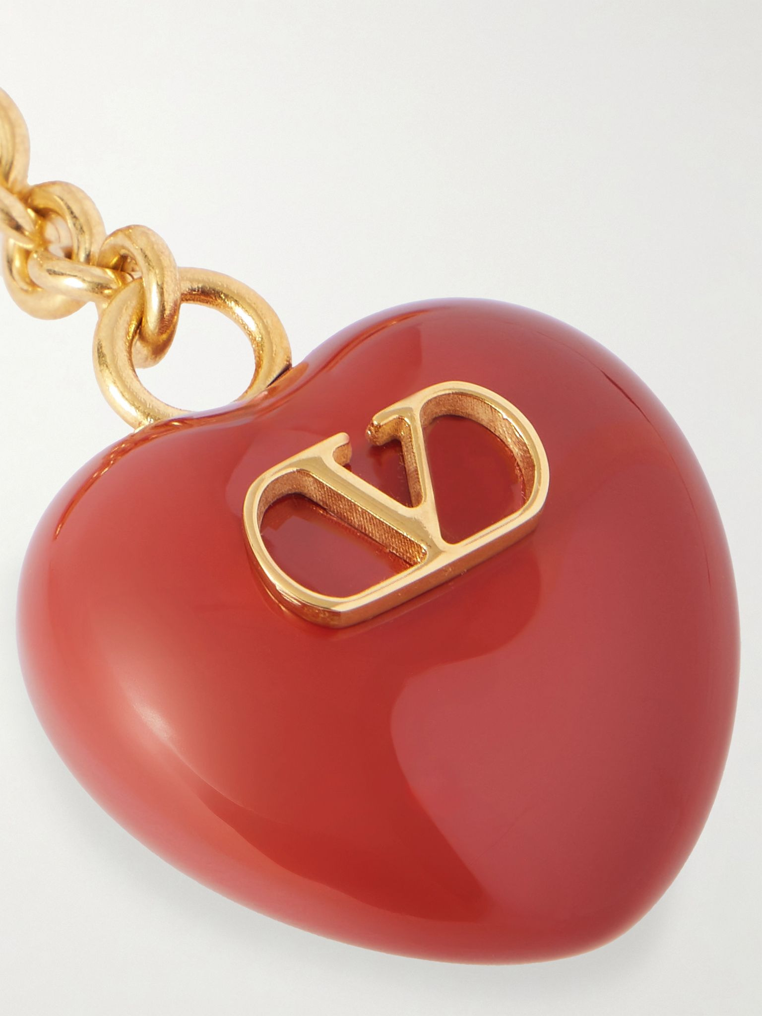 VLogo Signature gold-tone and enamel bag charm Red - 4