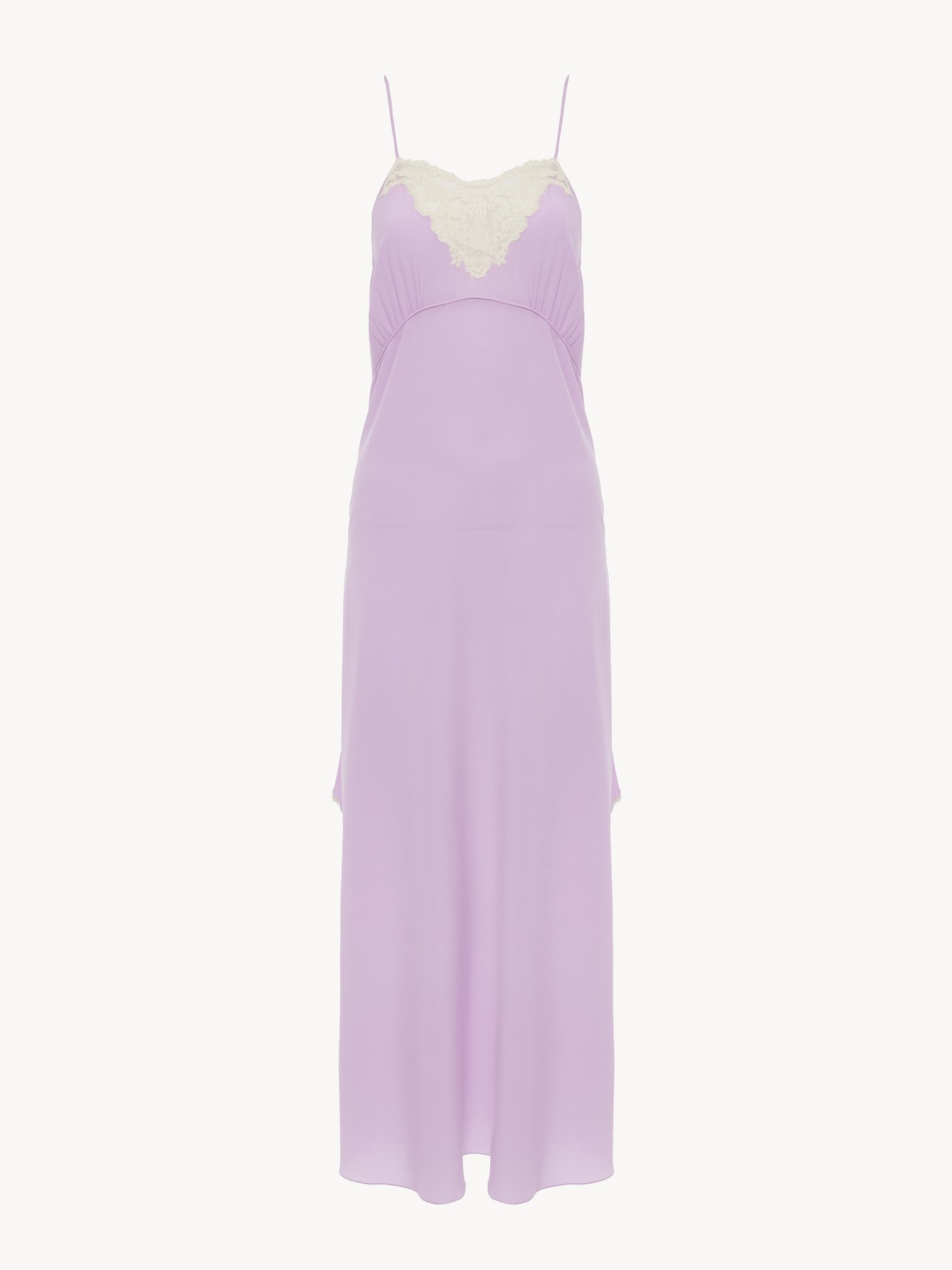 THIN-STRAP MIDI DRESS IN CRÊPE DE CHINE & LACE - 2