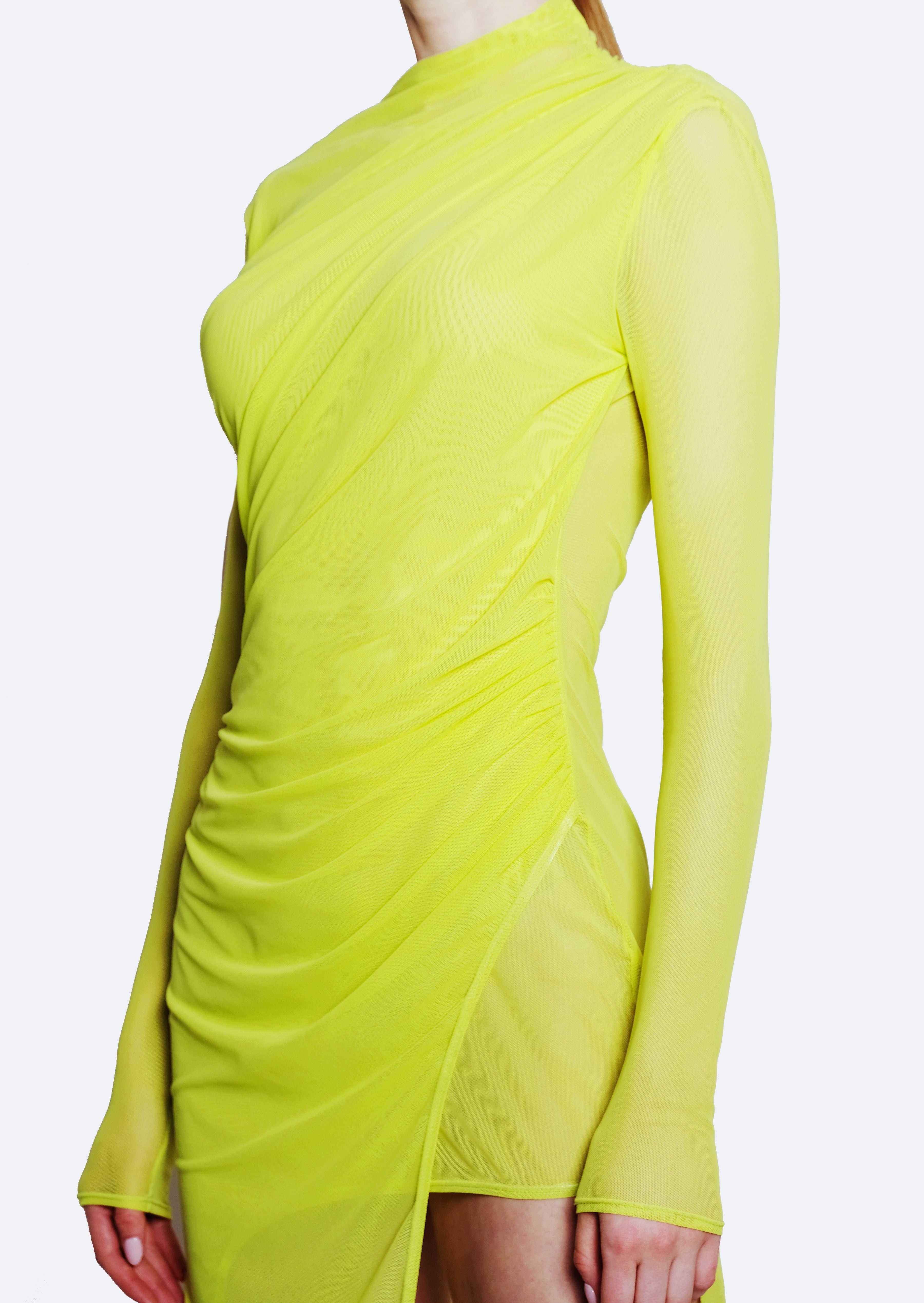 Mesh Draped Mini Dress - 4