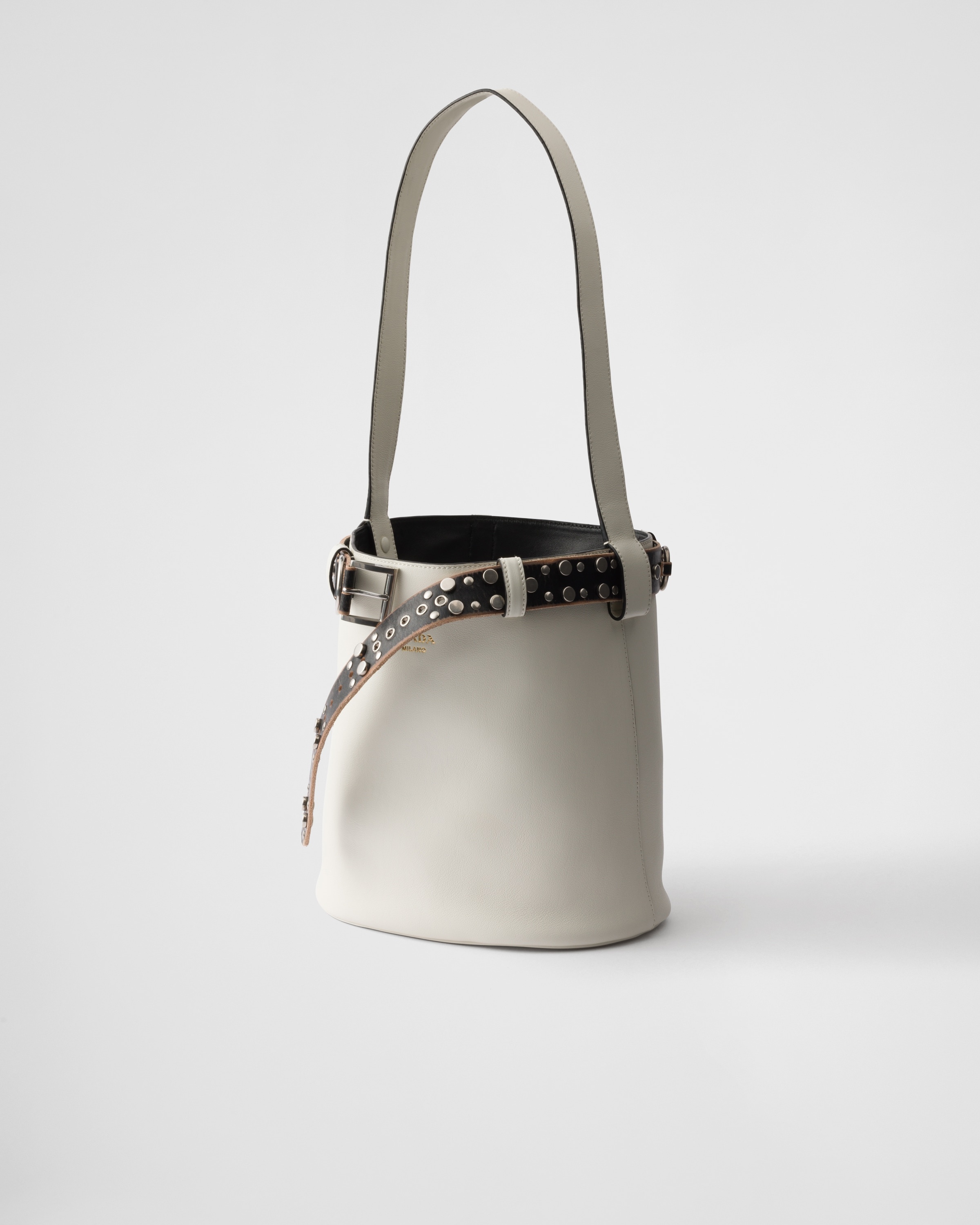 Prada Buckle leather bucket bag with studded belt - 3