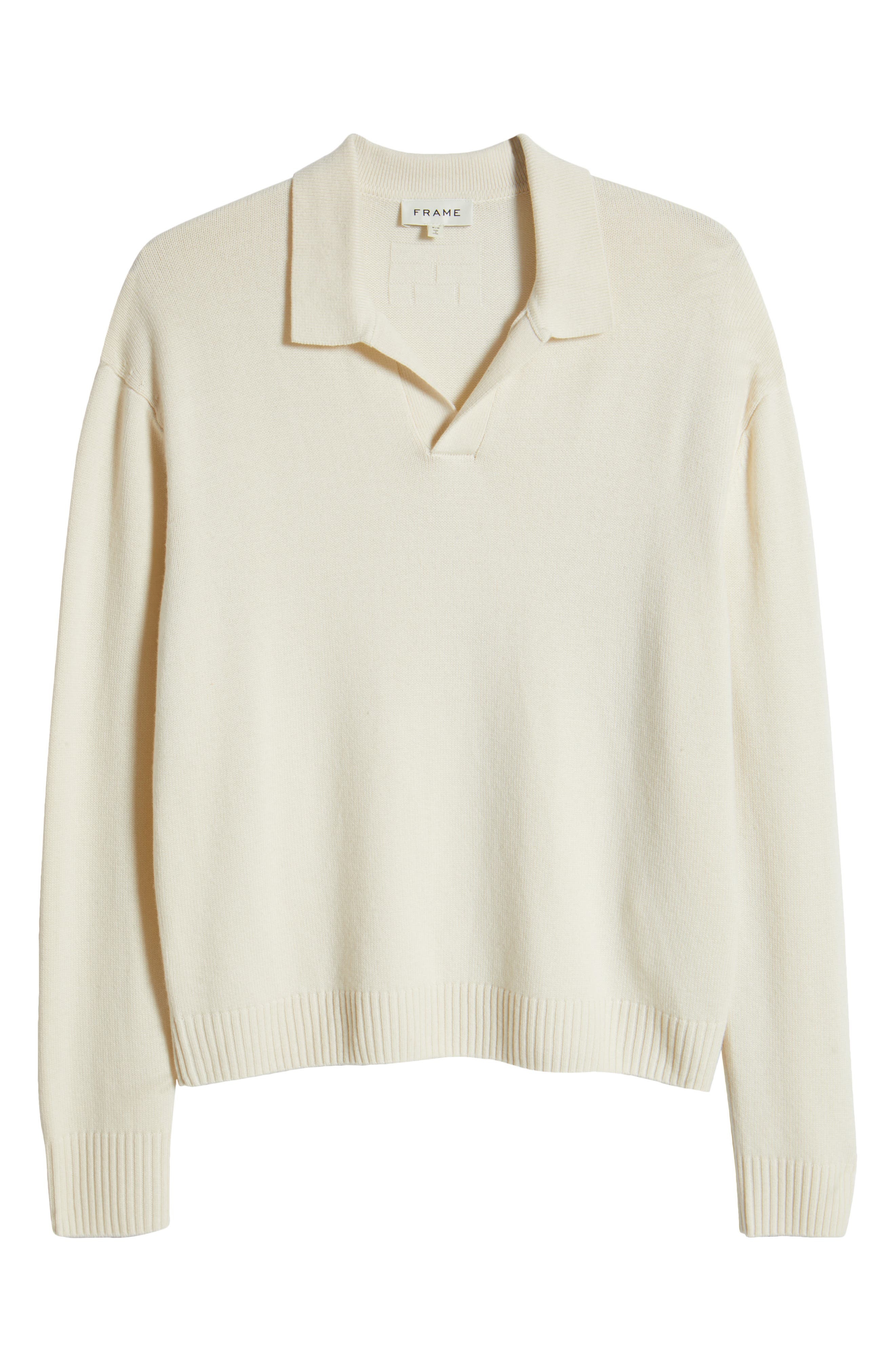 FRAME Wool & Silk Johnny Collar Sweater in Off White at Nordstrom - 4