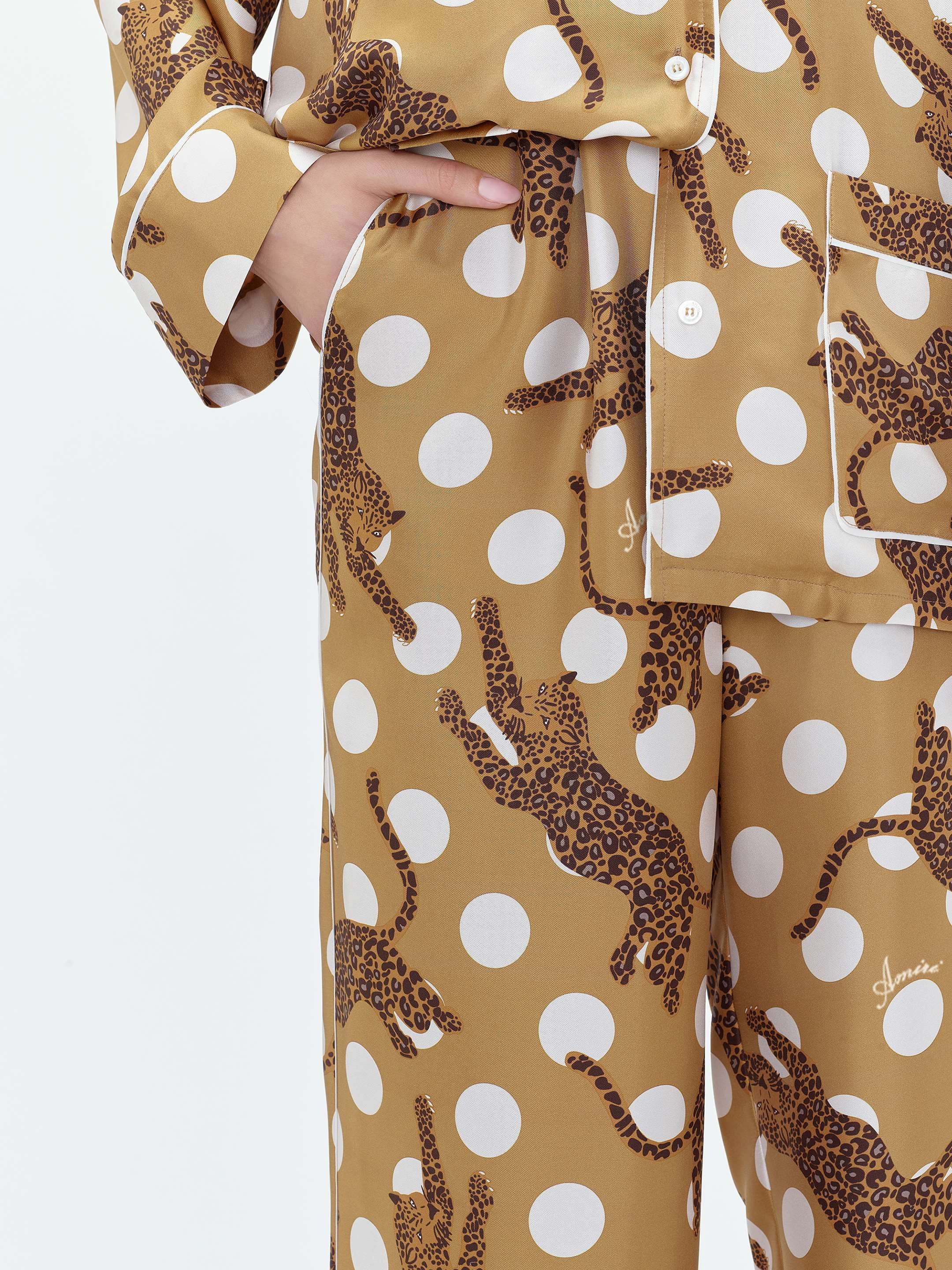 LEOPARD PAPERBAG SILK PANT - 5