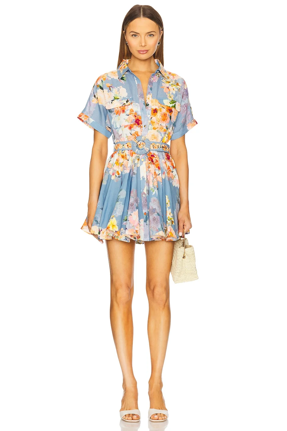 Short Dress With Buckle Belt - 1