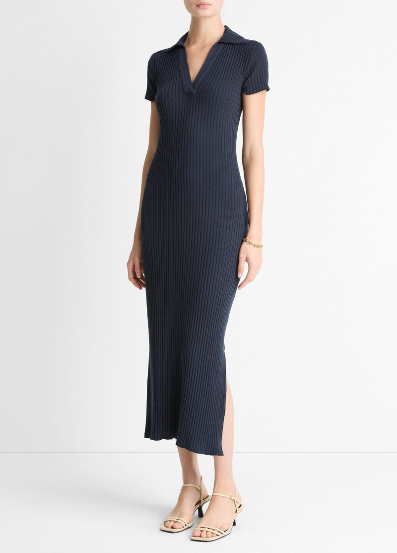 Ribbed Cotton-Blend Polo Dress 1