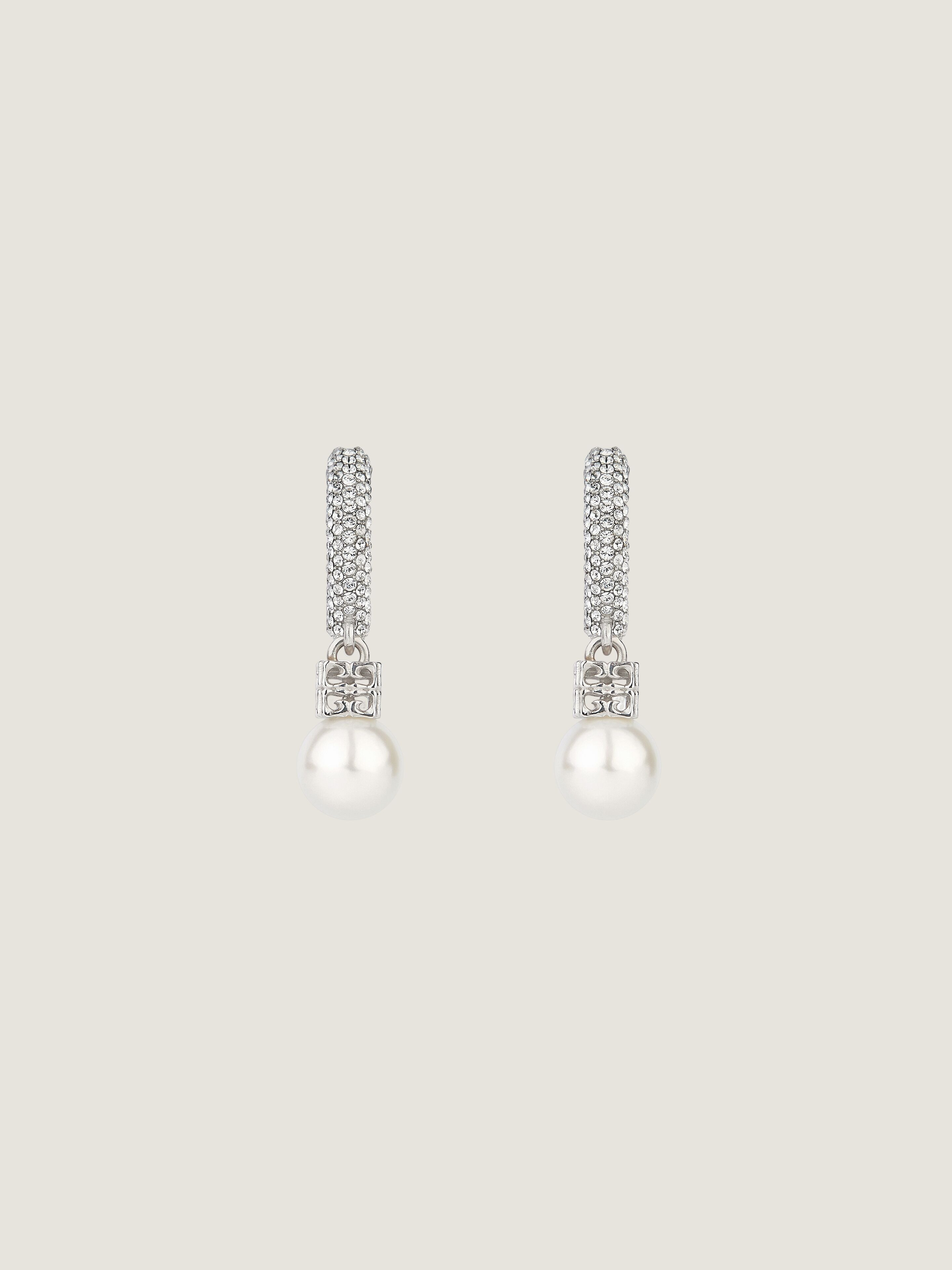 PEARL EARRINGS IN METAL WITH CRYSTALS - 1