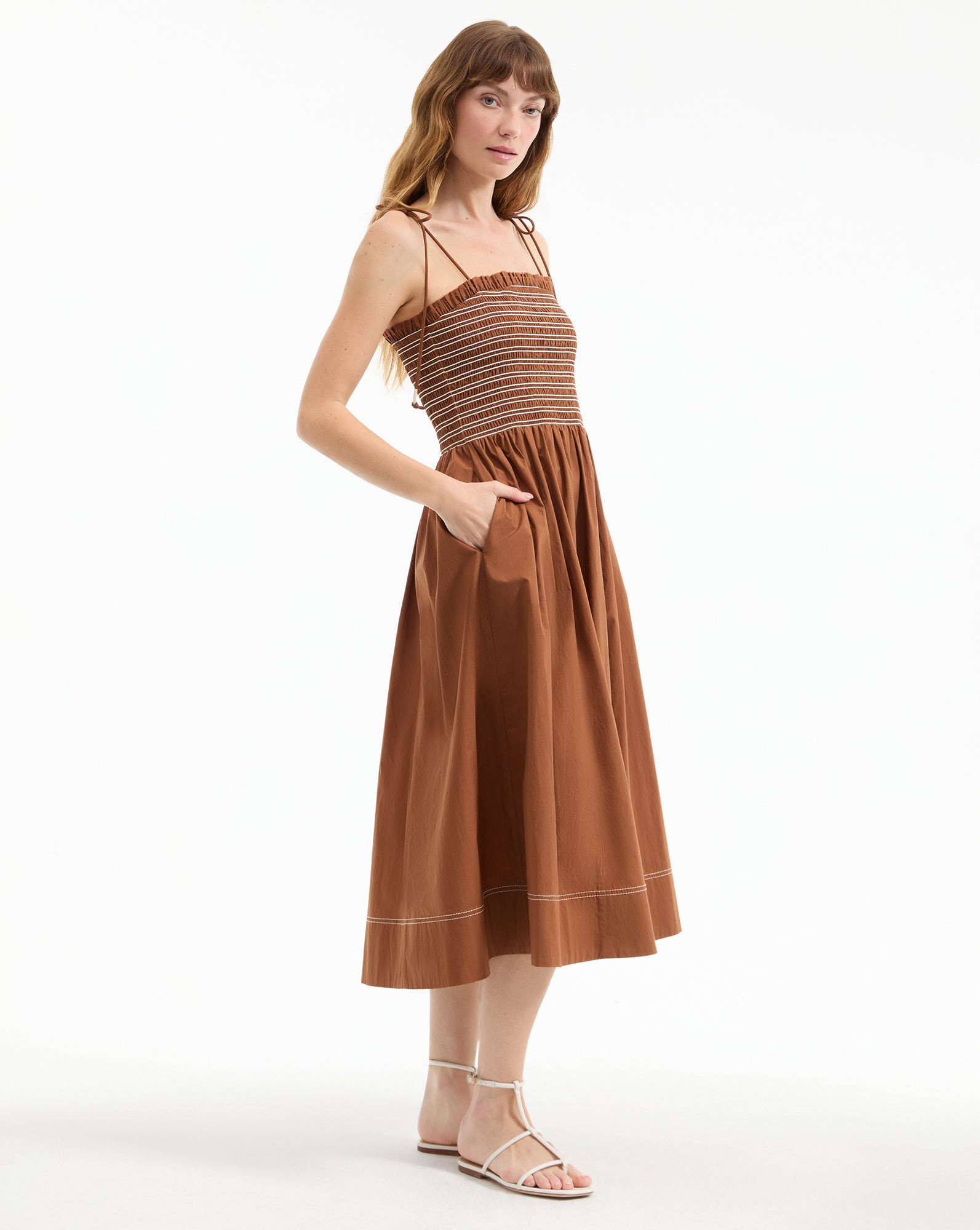 KAELA SMOCKED MIDI DRESS - 3