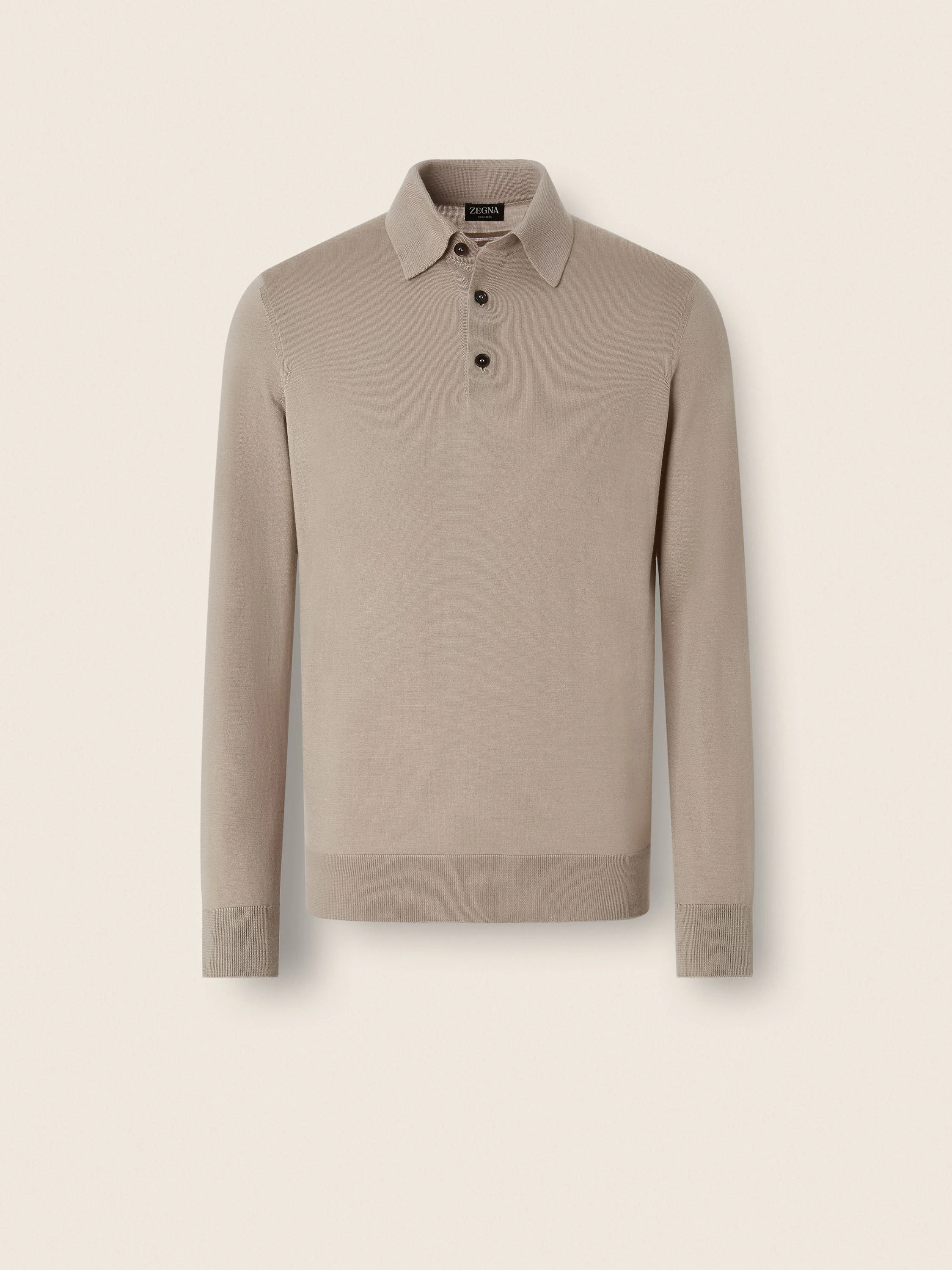 LIGHT TAUPE MÉLANGE CASHSETA POLO SHIRT - 1