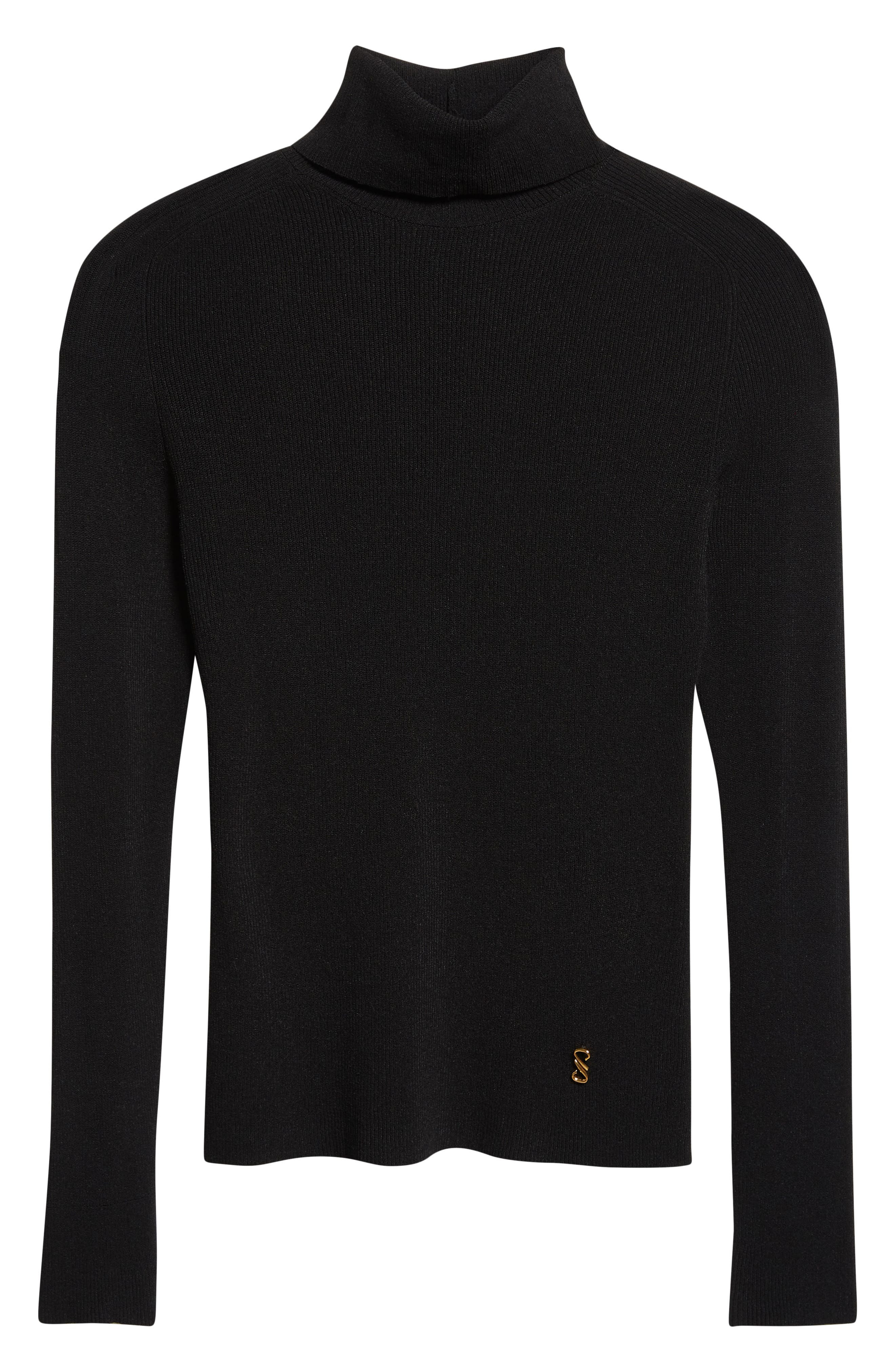 Proenza Schouler Fox Longline Logo Rib Turtleneck Top in Black at Nordstrom - 6