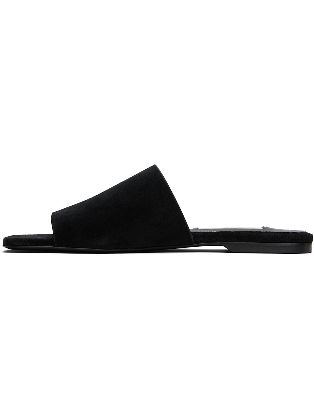 Black Velour-Leather Bandeau Sandals - 3