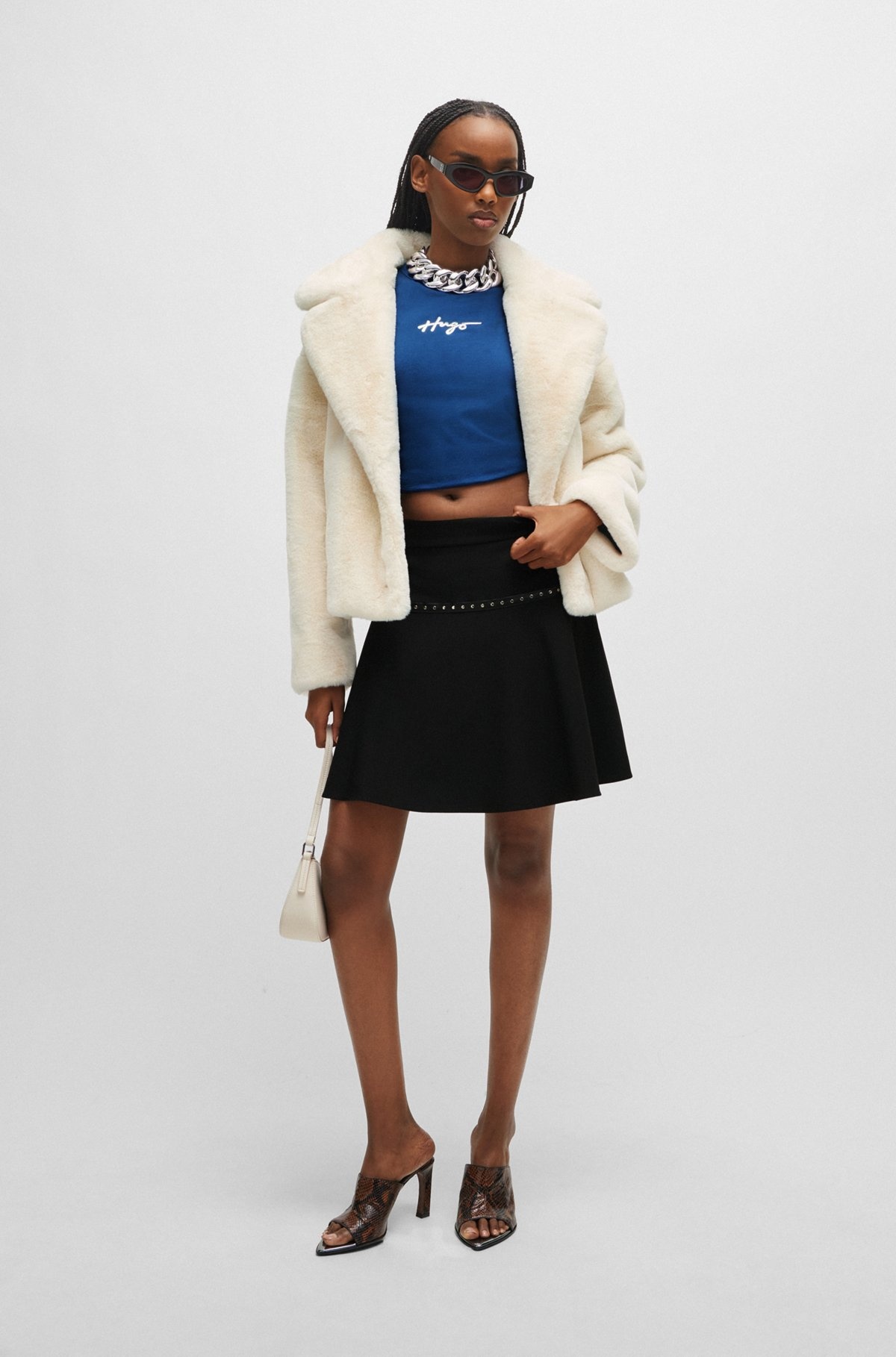 RELAXED-FIT JACKET IN FAUX FUR WITH STACKED LOGO - 3