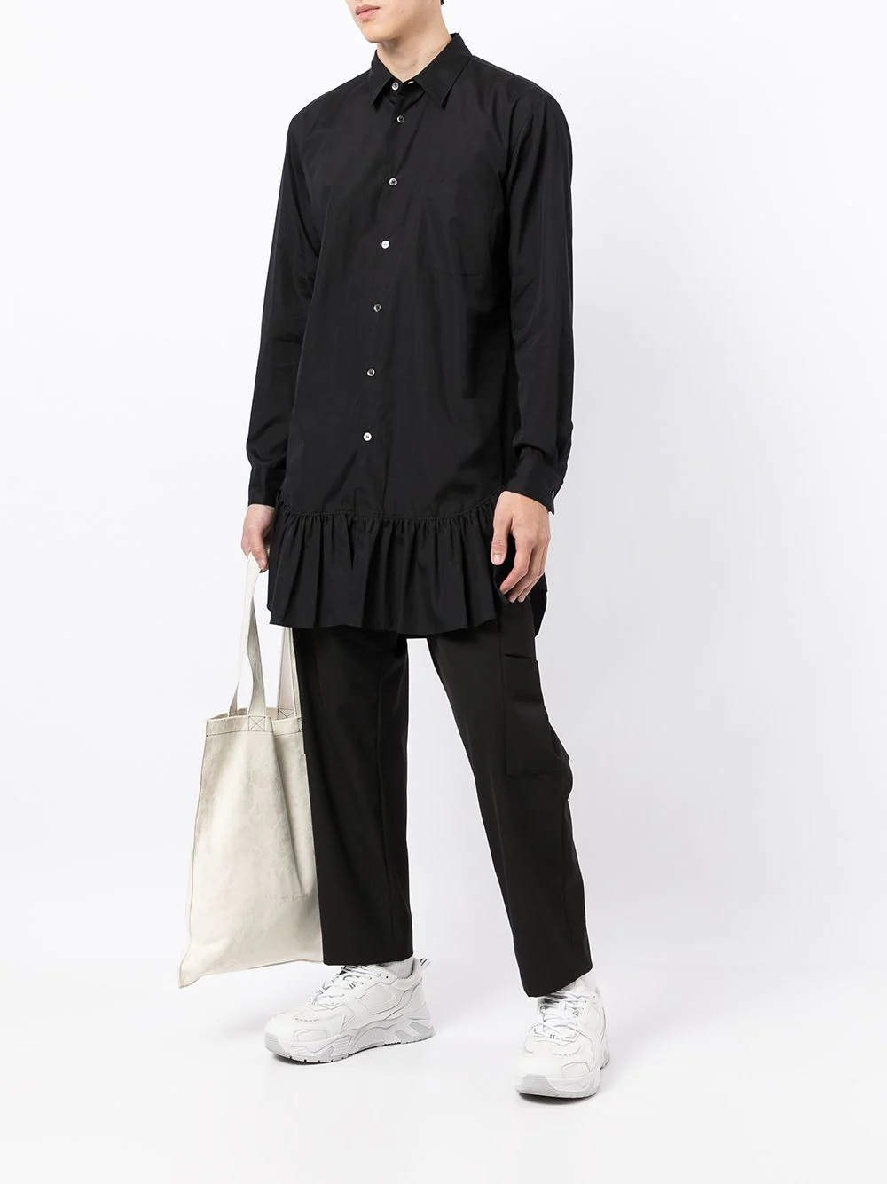 flared-hem button-up shirt - 2