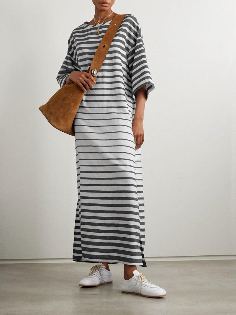 MARRAKSHI LIFE Striped cotton-blend maxi dress Black outlook